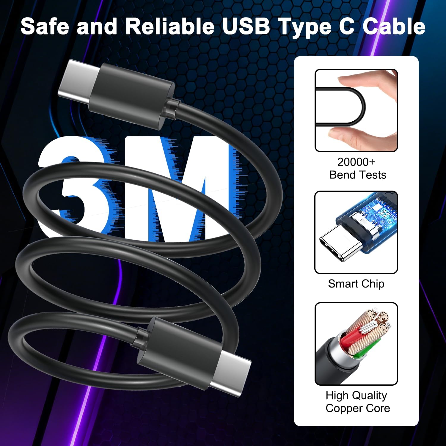 Detalle de 45W Super Fast USB-C Charger with 3M USB-C Cable (PD 3.0) for Samsung Galaxy phones & tablets