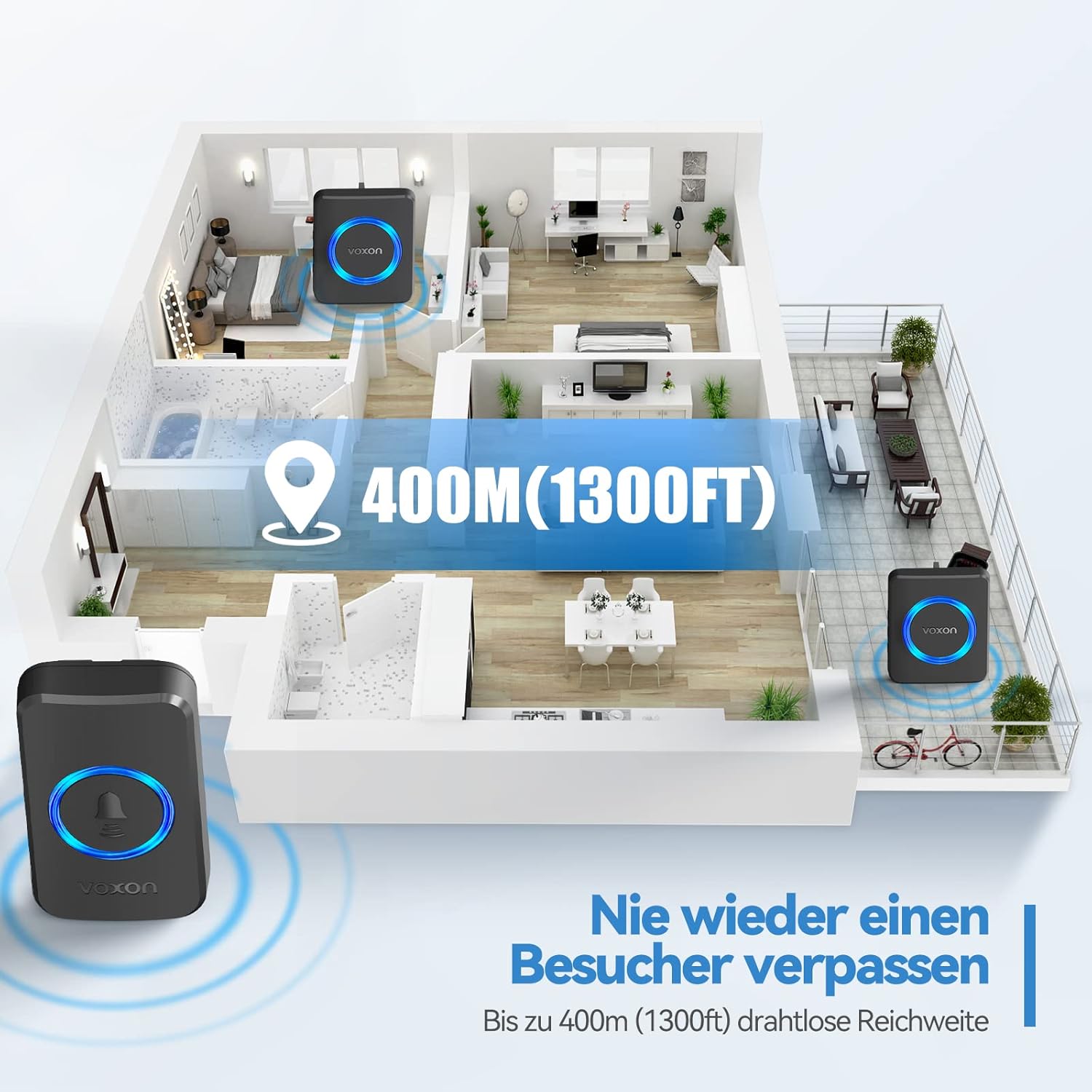 Thumbnail 1 de VOXON Funkklingel 400 m Reichweite – Türgong