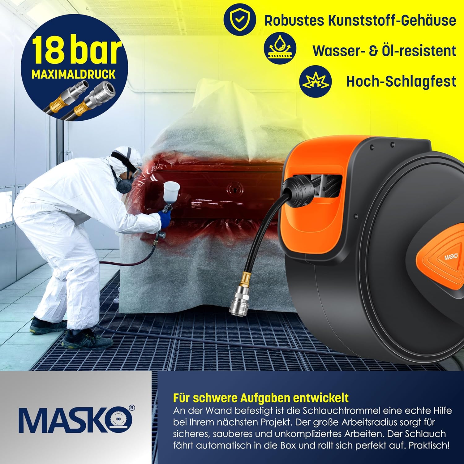 Thumbnail 3 de MASKO Automatik Druckluftschlauch Aufroller 30m
