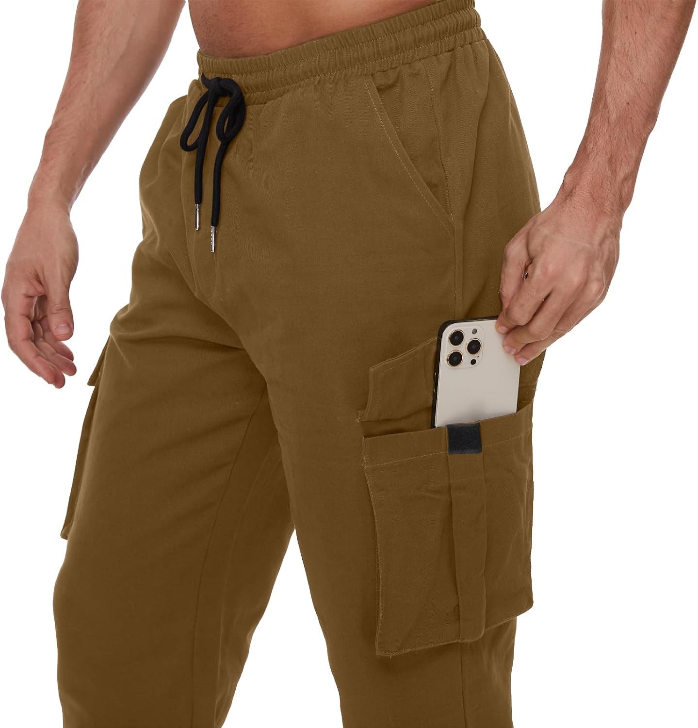Thumbnail 4 de YAOBAOLE Pantalon cargo homme en coton — taille élastique