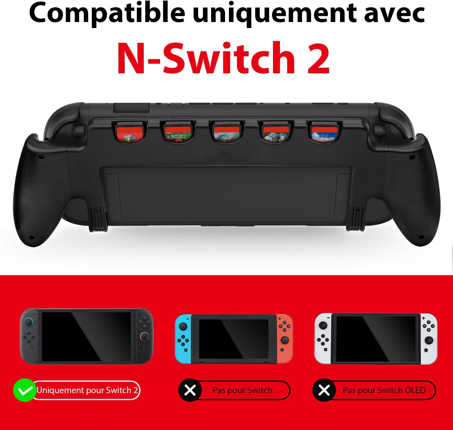 Thumbnail 1 de Mcbazel Poignée de console pour Nintendo Switch 2 avec 5 emplacements pour cartes de jeu