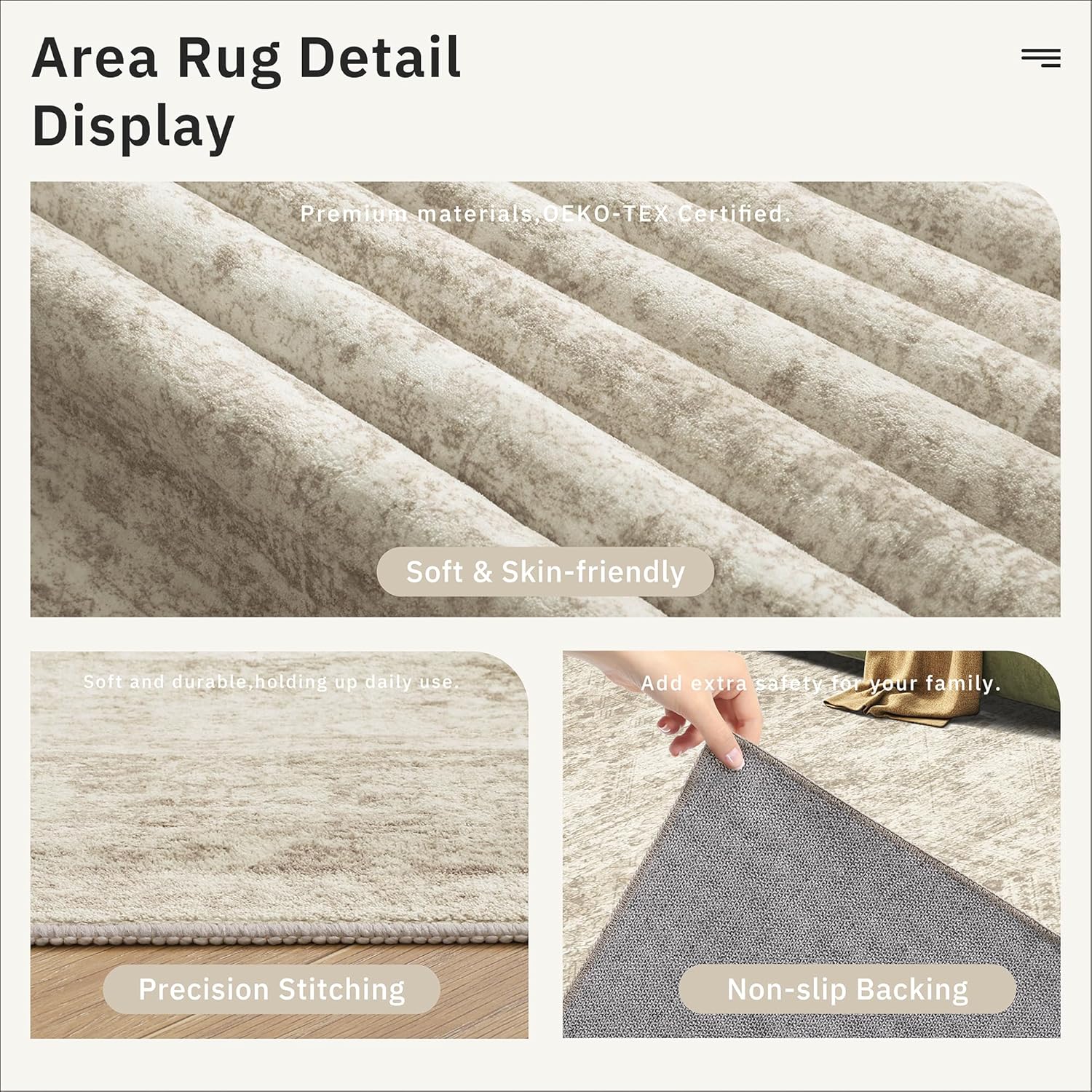 Thumbnail 5 de Soalmost 9 x 12 ft Area Rug low‑pile, washable 🏡
