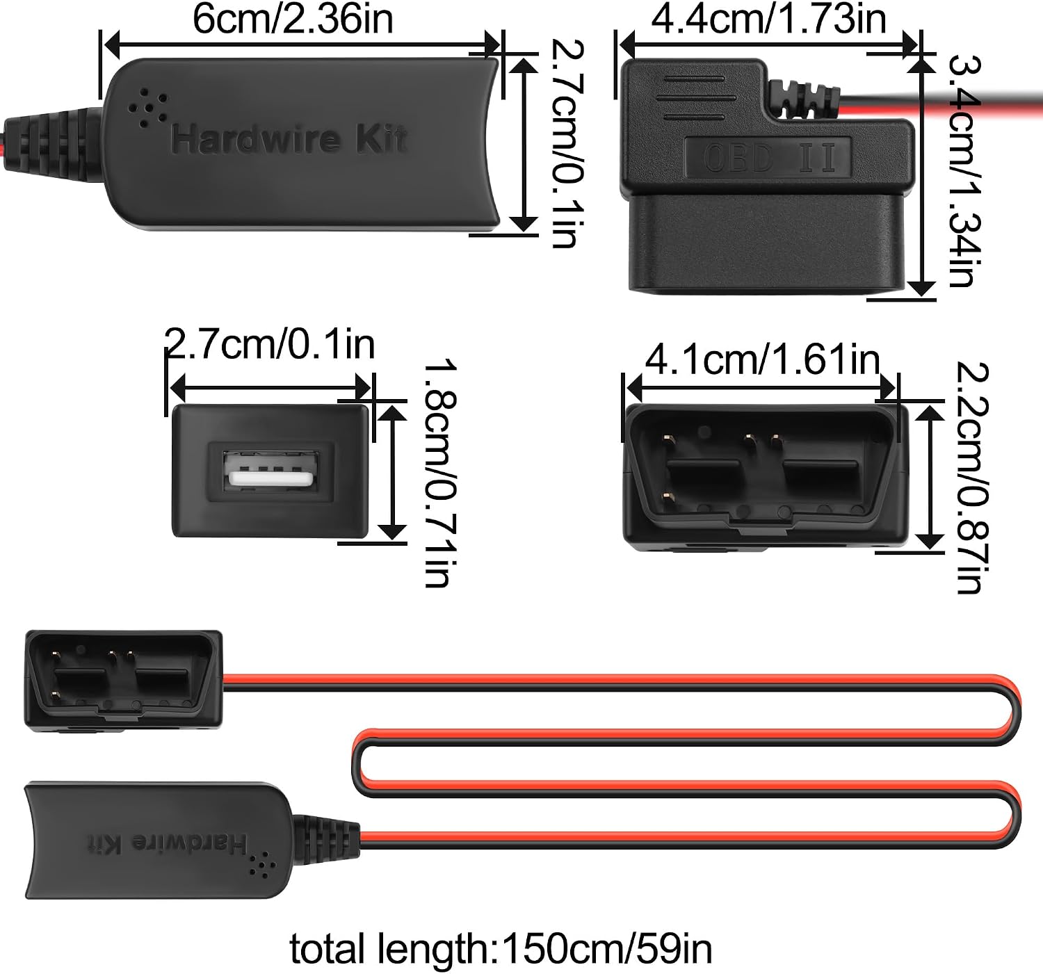 Thumbnail 1 de TIENFOKOTA OBD2 Power Cable for Dash Camera – 12-30V to 5V/2A, 5ft USB-A Output