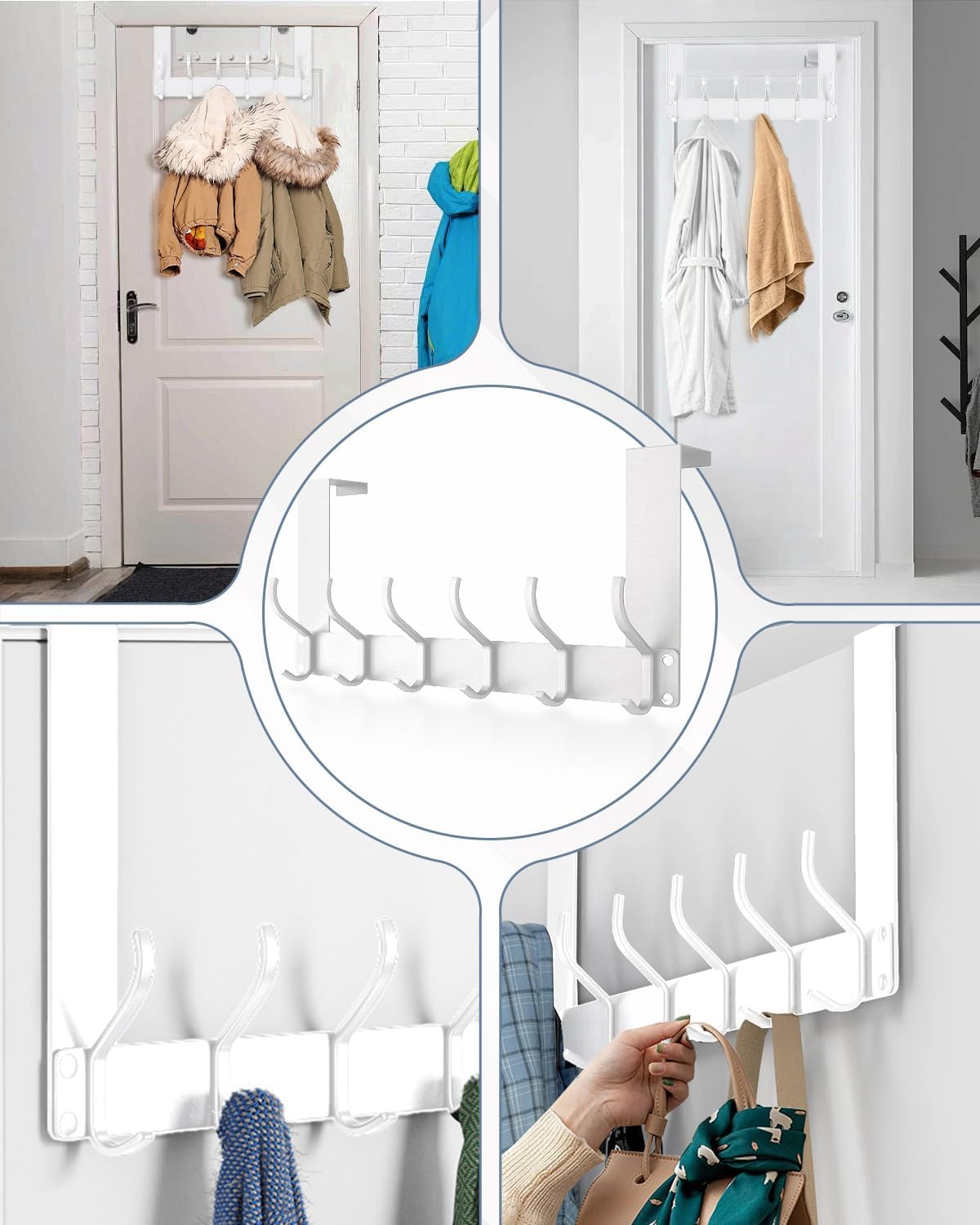 Thumbnail 6 de Lorrtta Over Door Hook: Stainless Steel Door Hanger with 12 Hooks (No Drilling)