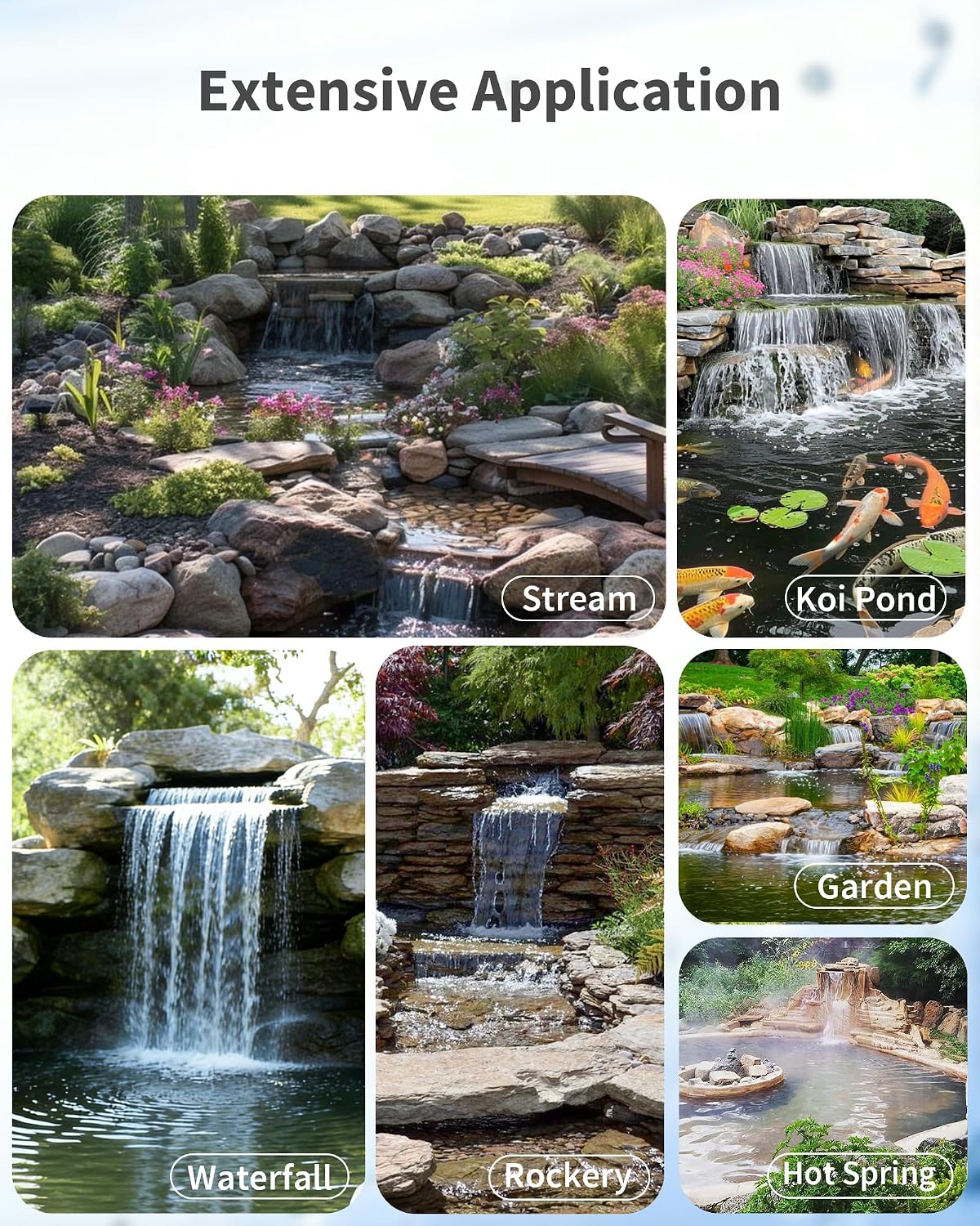 Thumbnail 6 de POPOSOAP Pond Waterfall Kit – All-in-One Garden Pond Spillway with 4500 L/H Submersible Pump (Medium)