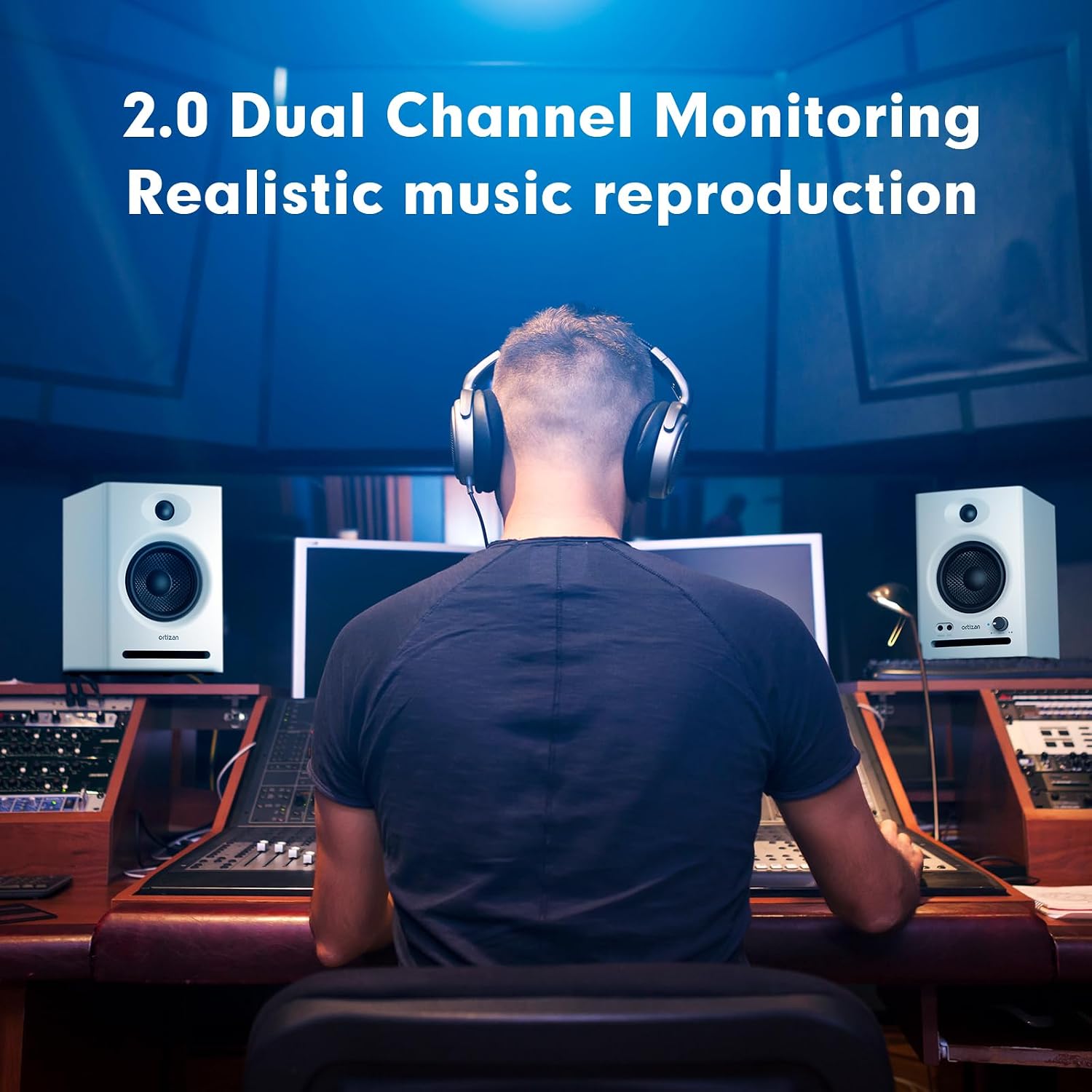 Detalle 2 de Ortizan C7 2.0 Studio Monitor Speakers, Bluetooth 5.3, White Pair