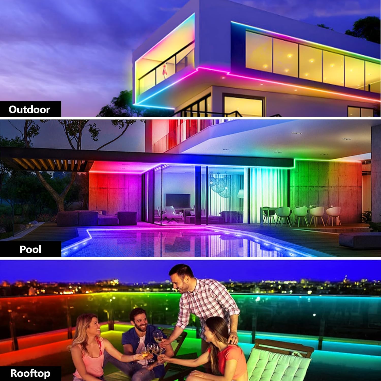 Thumbnail 2 de Outdoor LED Streifen IP68 RGB+IC Rope Lights – 15 m, App & RF, Music Sync