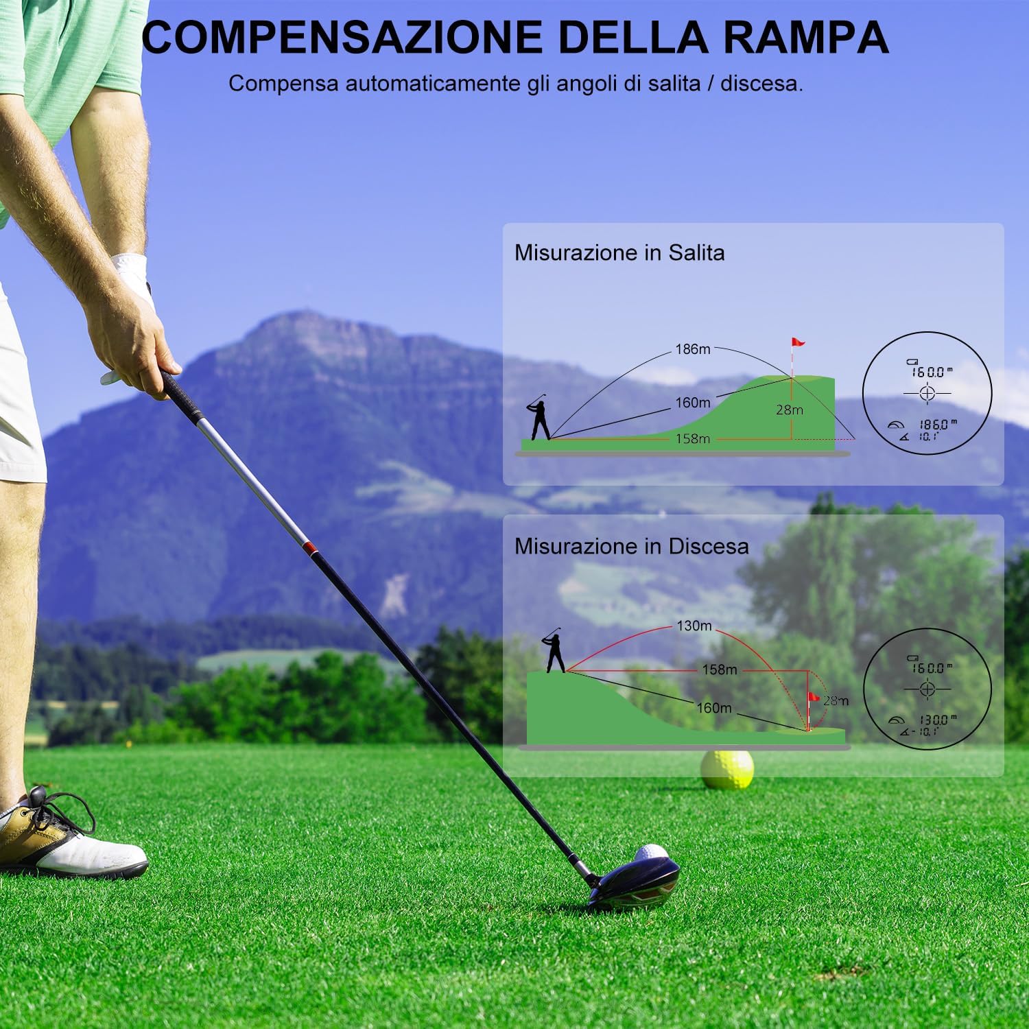 Thumbnail 4 de HANMATEK Telemetro Laser da Golf GR1200 1097m/1200Y, 6.5x, 1.0m ±, con compensazione pendenza e magneti