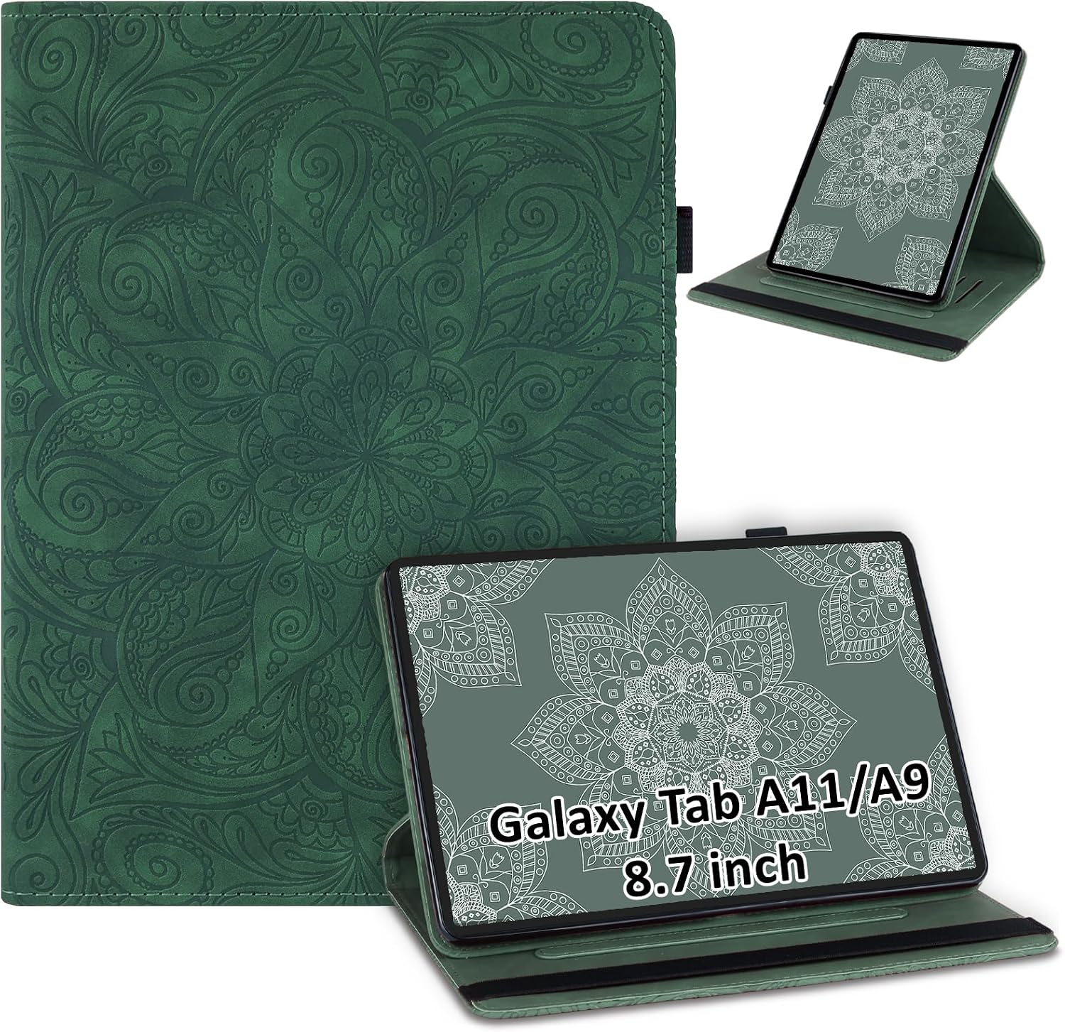 Detalle de Laddutoi Hülle für Samsung Galaxy Tab A11 2025 / A9 2023 8.7" – 360° Klapphülle aus PU Leder in Grün