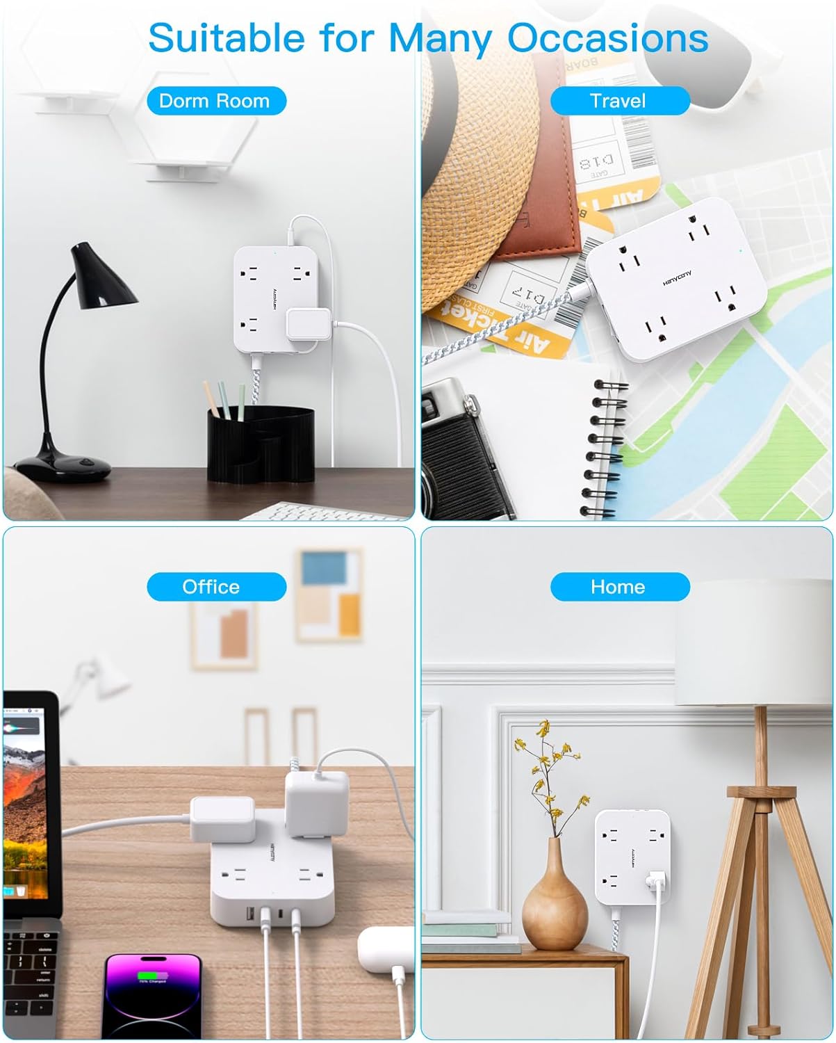Thumbnail 6 de HANYCONY Flat Plug Extension Cord 5ft