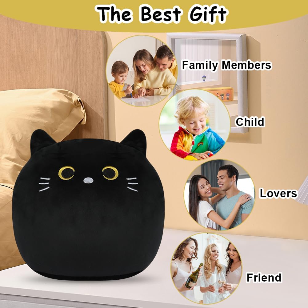 Thumbnail 4 de Vicloon Almohada de Peluche Gato Negro 🐱 Suave y Kawaii, 24 cm