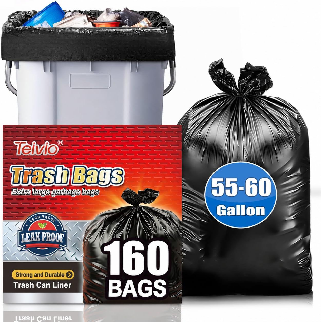 Detalle de Teivio Trash Bags, 55–60 Gallon