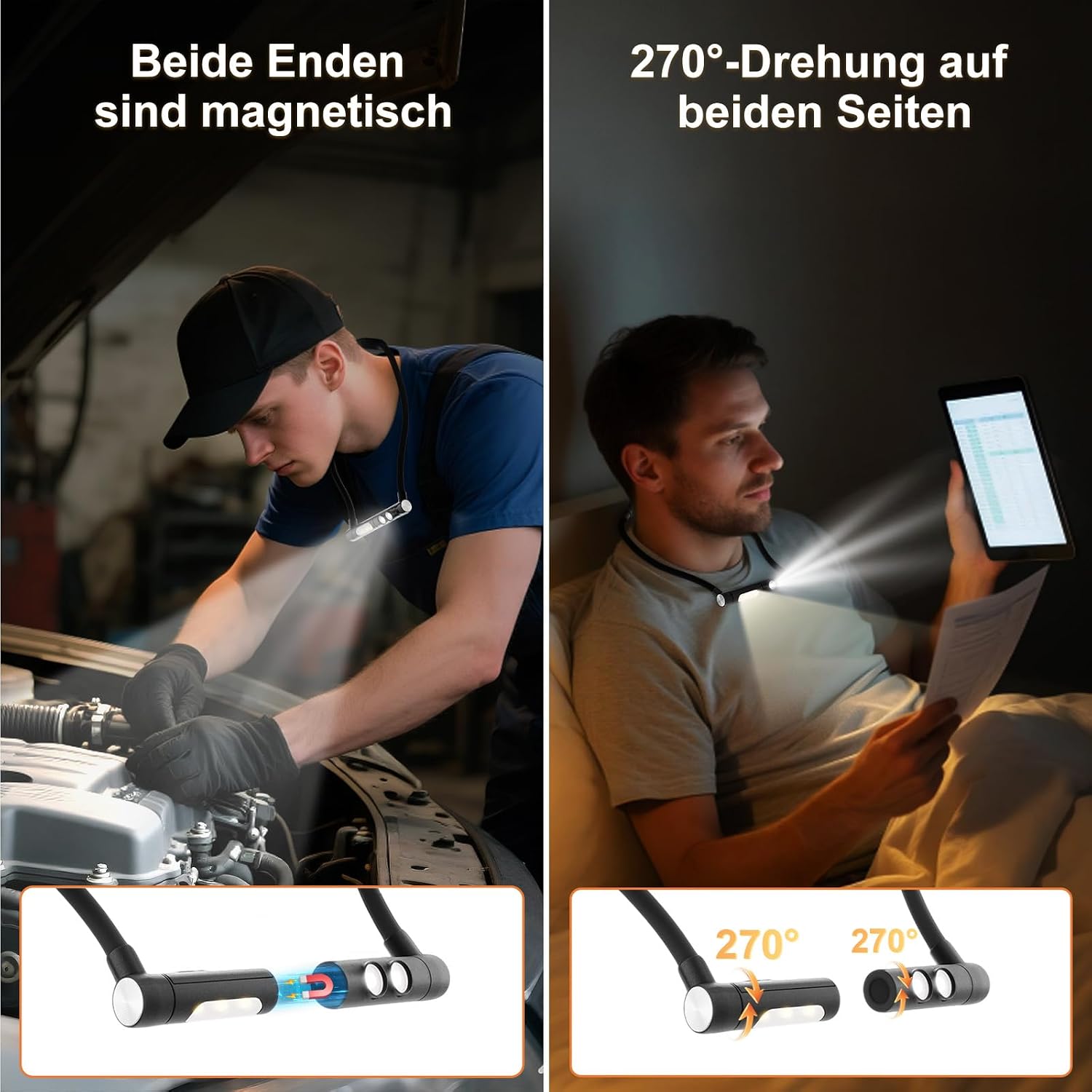 Thumbnail 2 de Kaulsoue Leselampe Hals – freihändiges Leselicht mit 3 Farbtemperaturen, 270° Schwenkbereich und wiederaufladbarem Akku