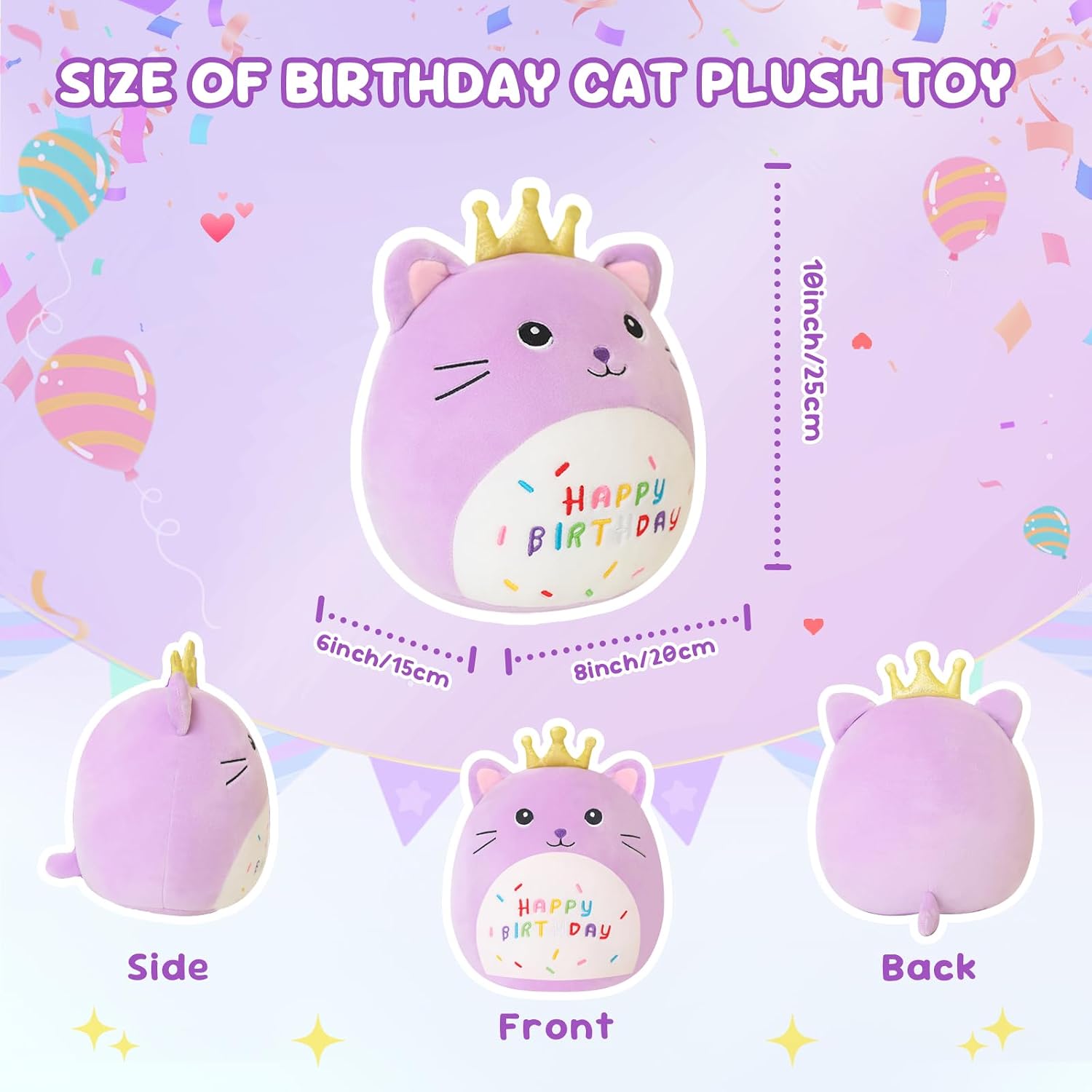 Detalle 1 de Happy Birthday Cat Plush 10 inch