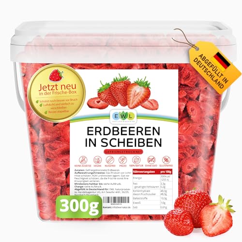 EWL Gefriergetrocknete Erdbeeren 300g – 100% Frucht, ohne Zucker, in Bruchsicherem Eimer