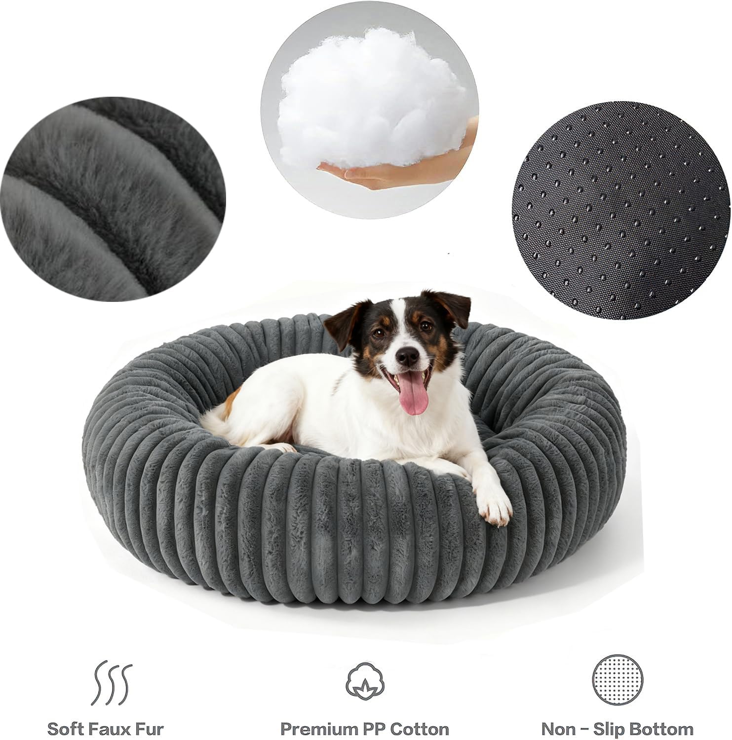 Detalle 2 de SHJOEE Flauschiges Haustierbett Rundes Donut
