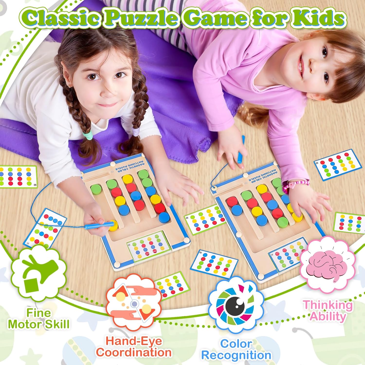 Detalle 2 de Kids Montessori Wooden Magnetic Maze 20 Cards 🎲