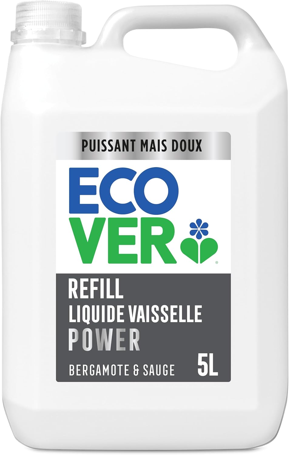 Ecover Liquide Vaisselle Ultra Dégraissant – Spécial Peaux Sensibles, Bergamote et Sauge, Flacon 5L