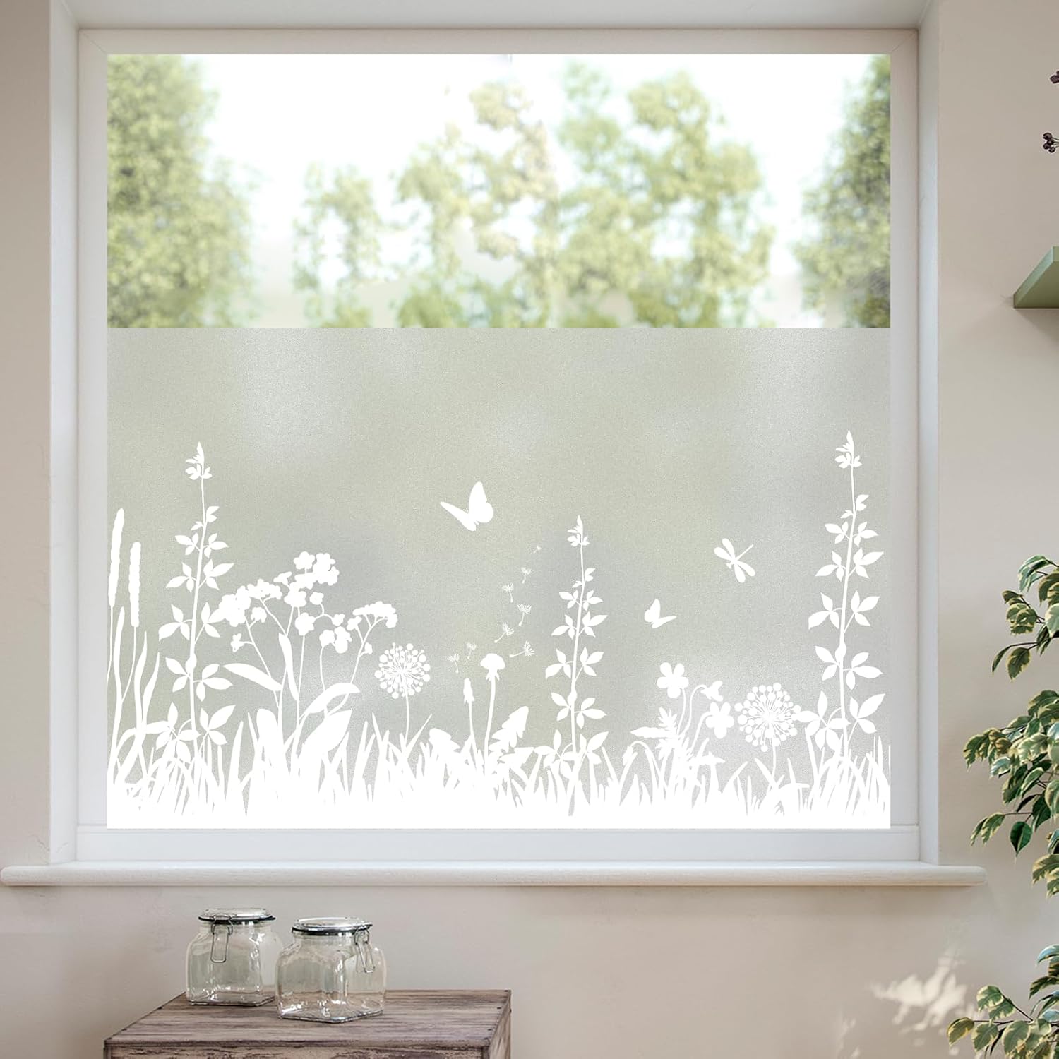 Detalle de dktie Fensterfolie Blickdicht – Milchglasoptik, wiederverwendbar, ohne Kleber 44,5 x 200 cm