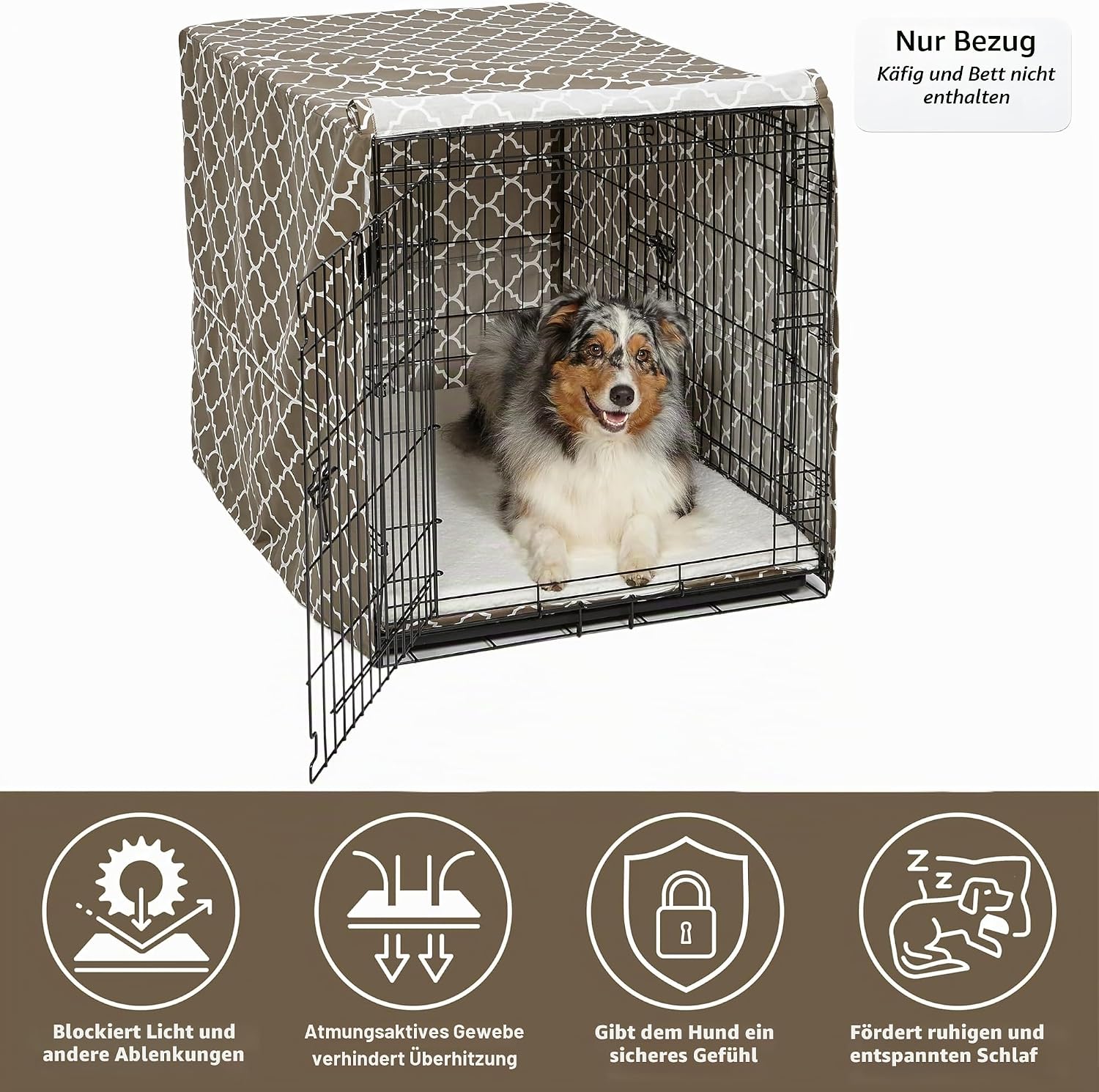 Detalle de MidWest Homes for Pets CVR42T-BR Hundebox-Abdeckung – Stoff mit Teflonschutz, Sichtschutz für 107 cm lange Boxen