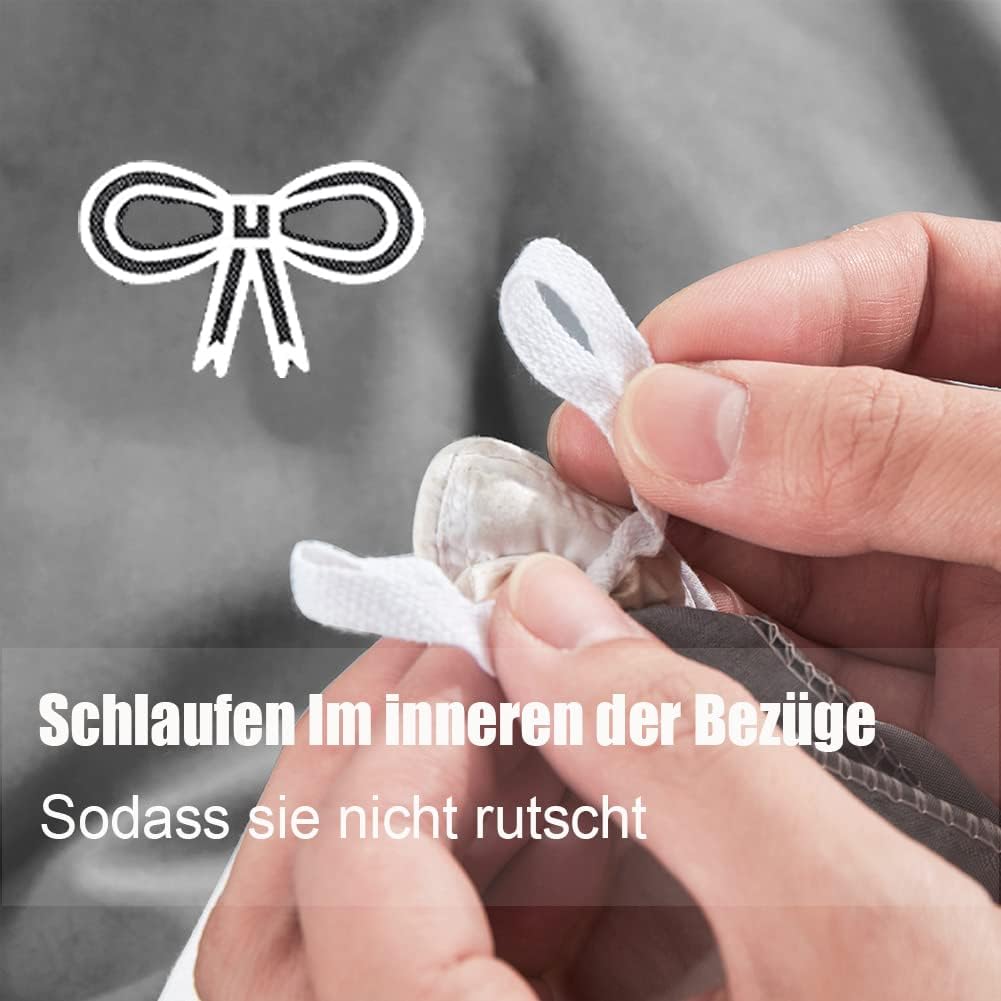 Thumbnail 4 de Soifox Bettwäsche 200x200 Grau aus Mikrofaser – Bügelfrei, knitterfrei, 2er Set (Bettbezug 200x200 + 2 x 80x80 Kissenbezüge) mit Reißverschluss