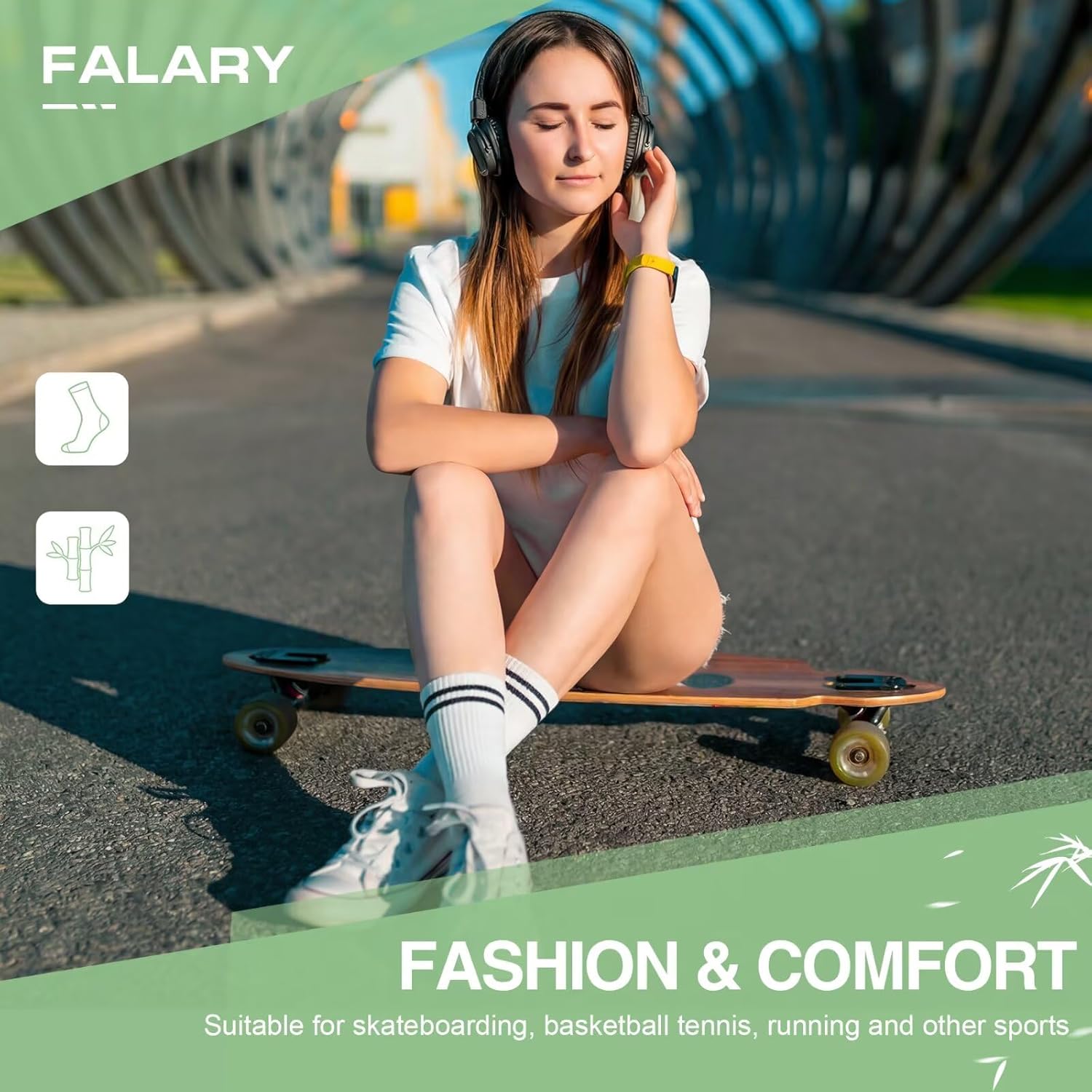 Detalle de FALARY 6/12 Pairs Bamboo Sports Crew Socks (Mens & Womens) – Breathable, Odour-Resistant