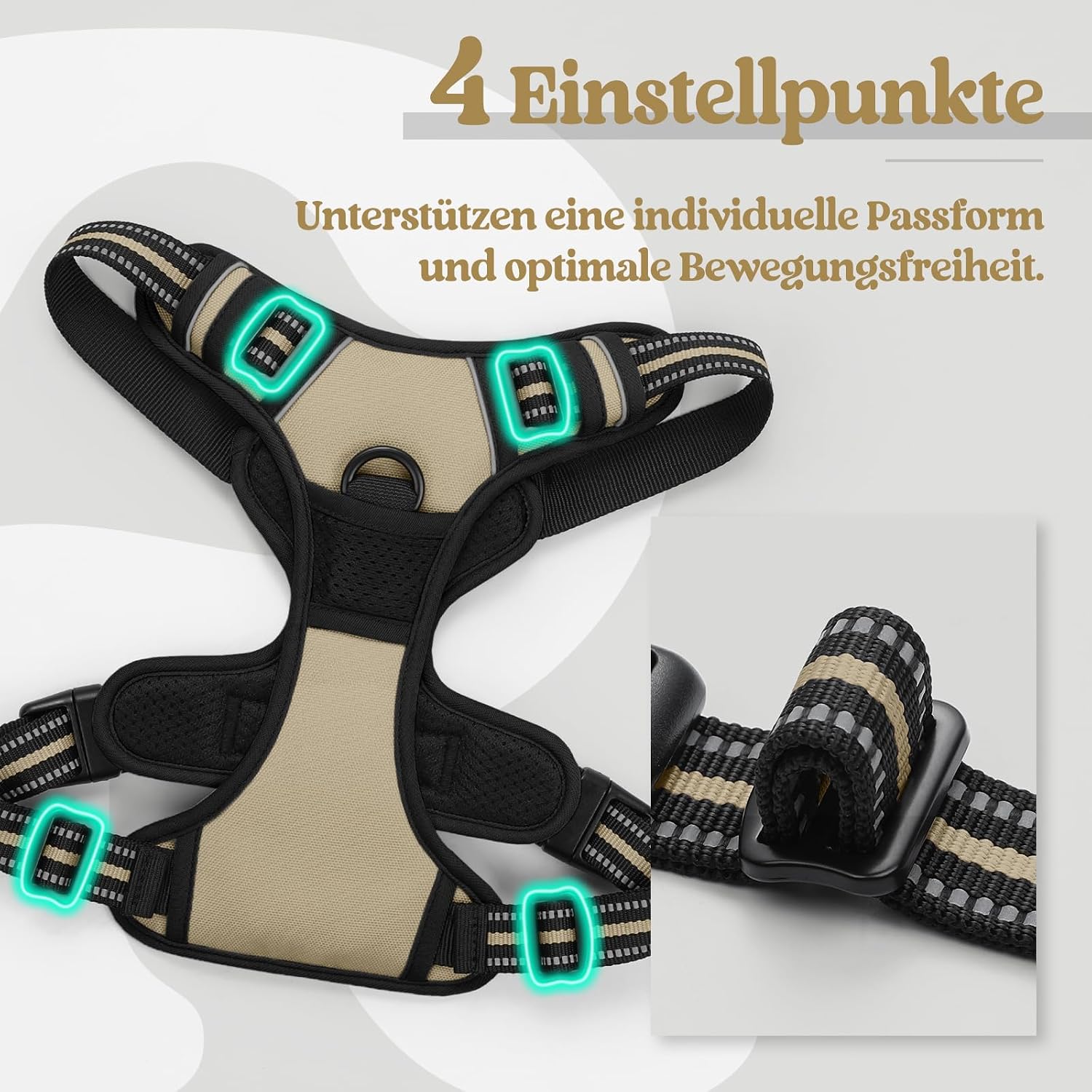 Detalle de rabbitgoo Hundegeschirr Mittelgroße Hunde – Anti-Zug, verstellbar, atmungsaktiv, Reflektor, Größe S (33–61 cm Brustumfang)