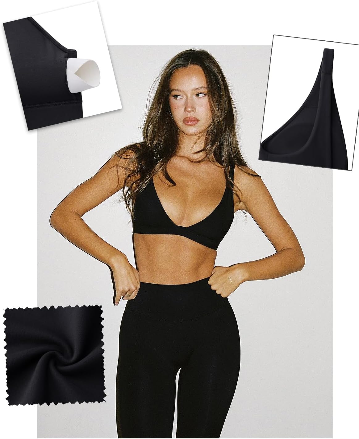 Thumbnail 5 de LASLULU Women's Deep V-Neck Padded Wireless Sports Bra: Low-Impact Yoga to Gym Crop Top