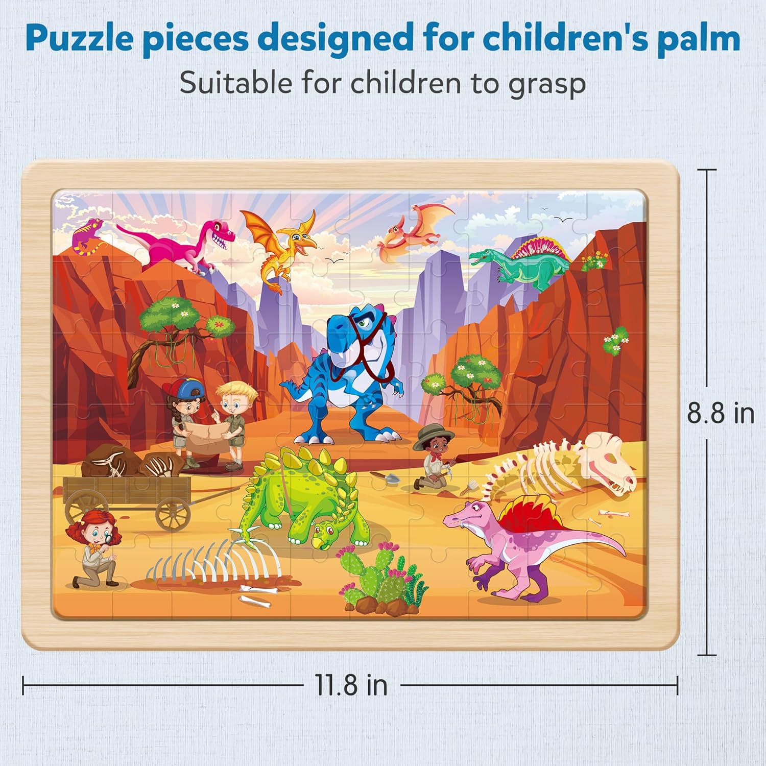 Thumbnail 4 de SYNARRY Wooden Dinosaur Puzzles for Kids (60 pcs, 6 packs) – Durable, Large 11.8 x 8.8 inch Puzzles for Ages 4-8