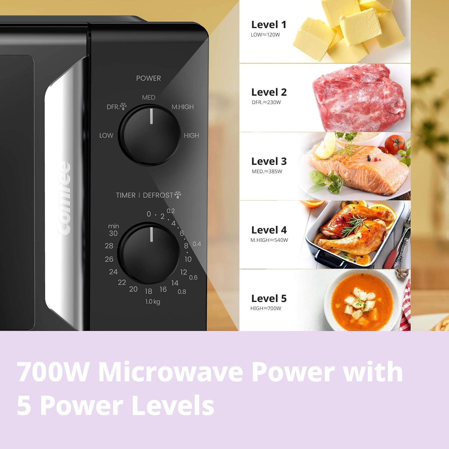 Thumbnail 5 de COMFEE' CMO-MP012ND 19L 700W mini microwave