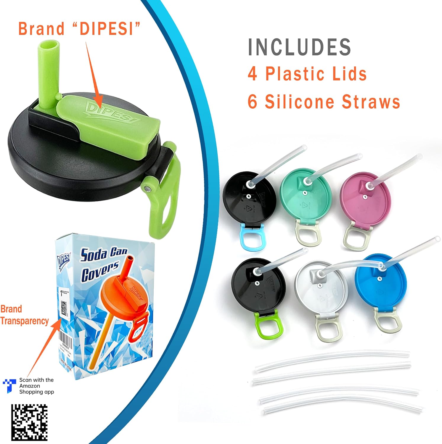 Thumbnail 6 de DIPESI K01 Soda Can Lids with Straws for Standard 12 oz and 16 oz Cans