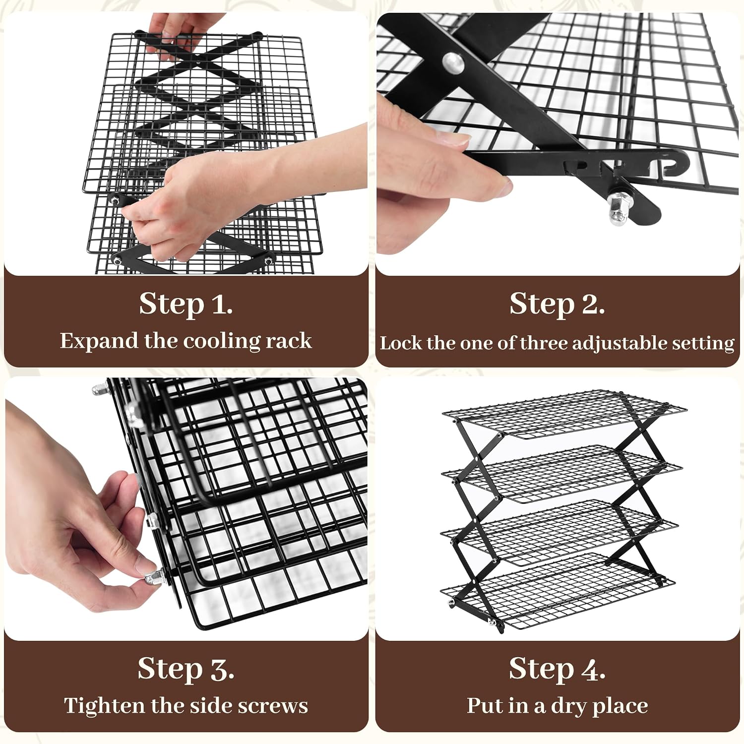 Detalle de Pleafind Collapsible Cooling Rack, 2/3/4-Tier