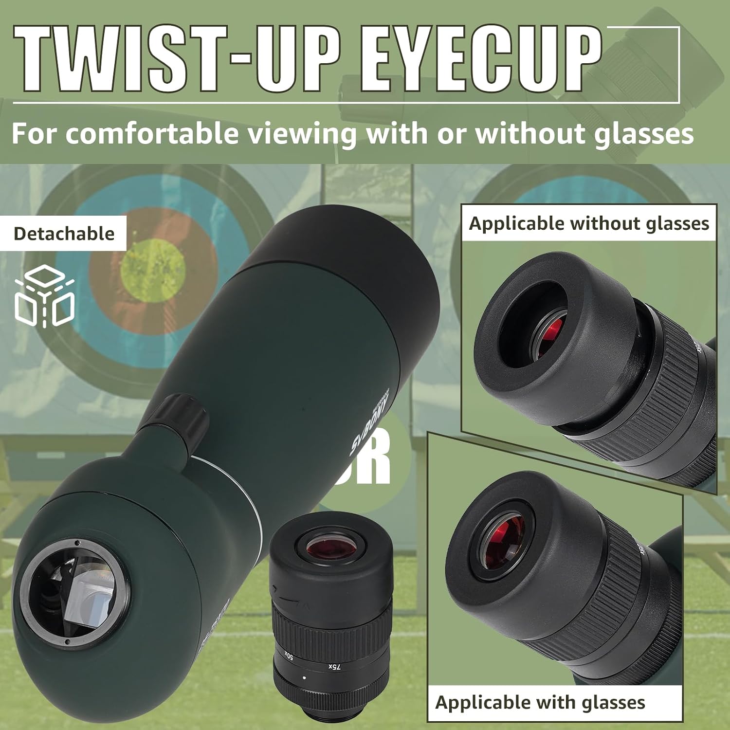 Thumbnail 5 de Svbony SV28 PLUS (SV28 Verbessert) 25-75×70 Spektiv mit Stativ – burgunderrote Beschichtung, FMC/BAK4, wasserdicht
