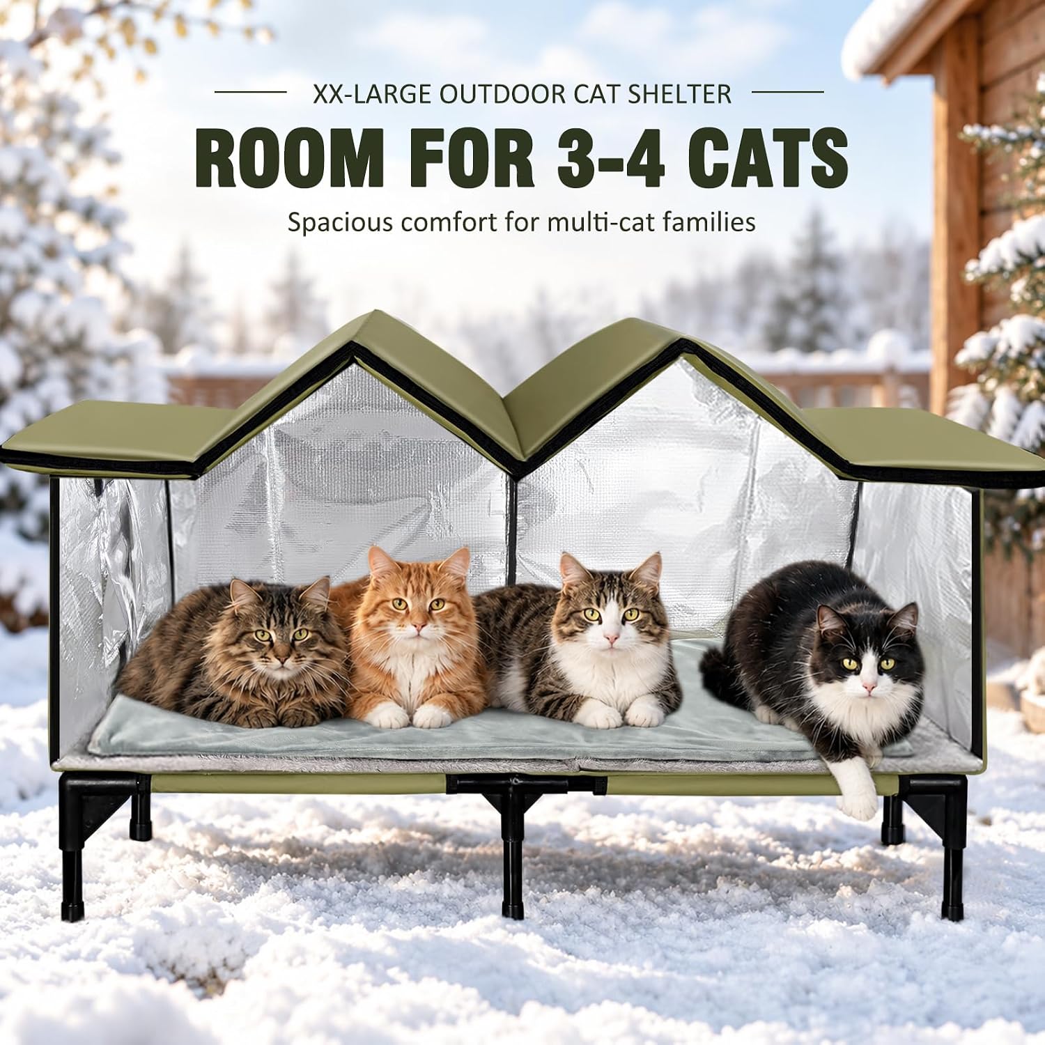 Thumbnail 4 de GUZROK GA2602 XX-Large Heated Outdoor Cat House, 1500 GSM Body