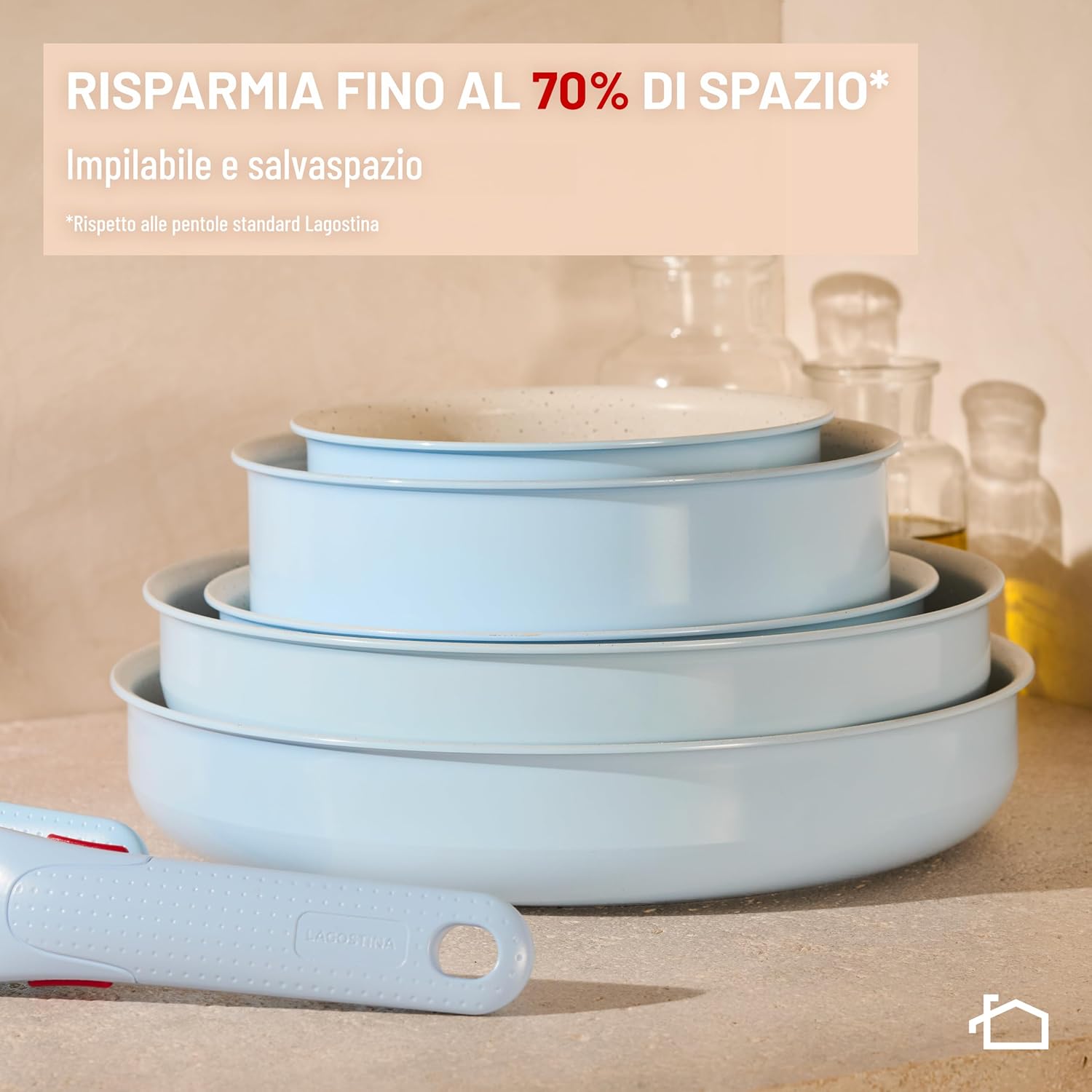 Thumbnail 5 de Lagostina Ingenio Pastel set di padelle antiaderenti 11 pezzi con manico rimovibile Brezza