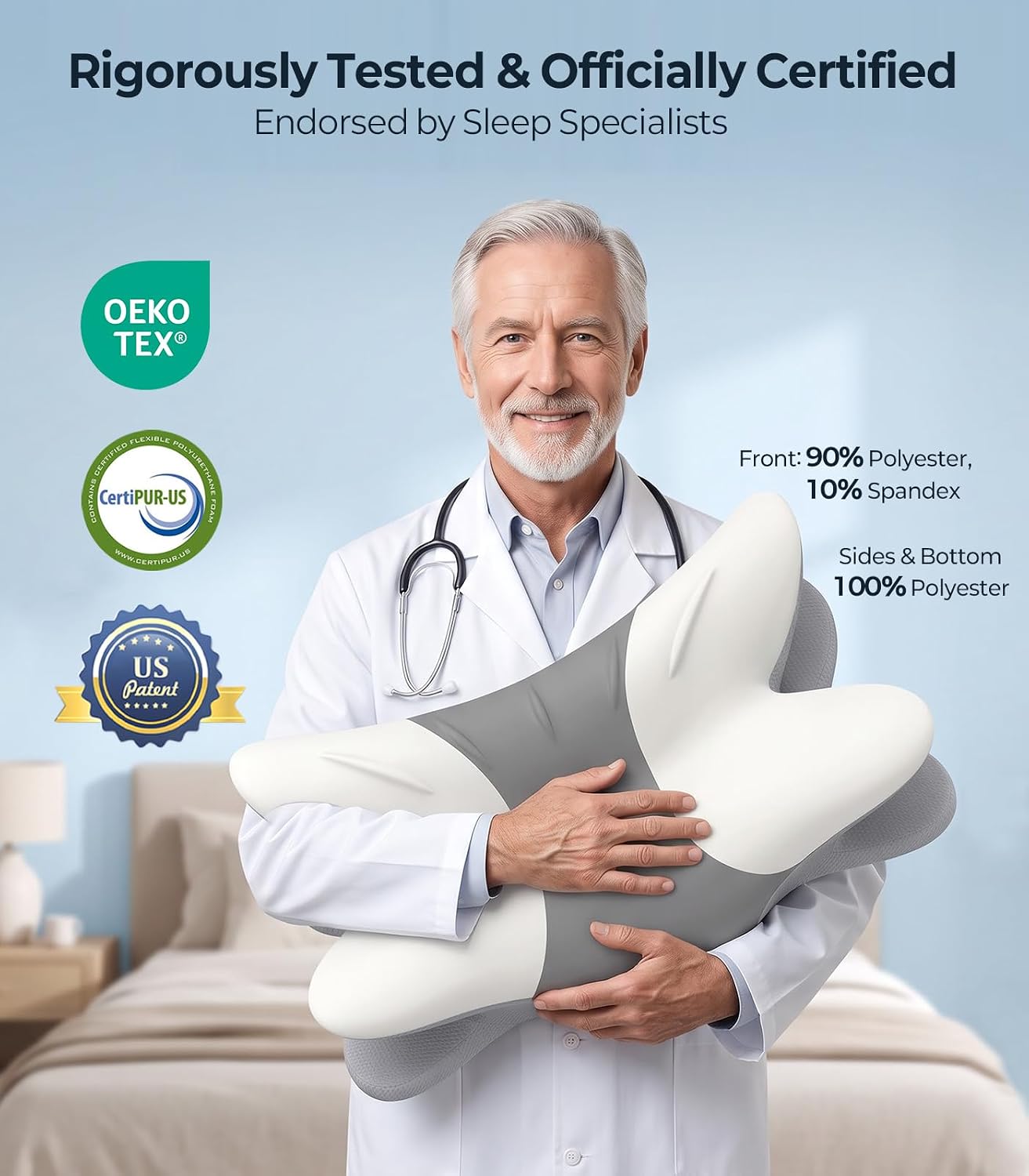 Detalle 2 de HAMYODO P-4J2D-BHPJ Cervical Neck Pillow, Cooling Memory Foam, 6-Zone Support
