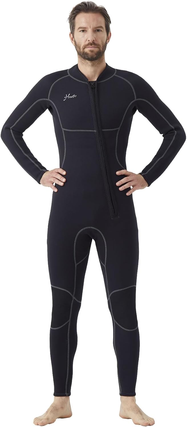 Detalle 2 de Hevto ML2F Men's Full Wetsuit, 3/2mm Neoprene, Front Zipper