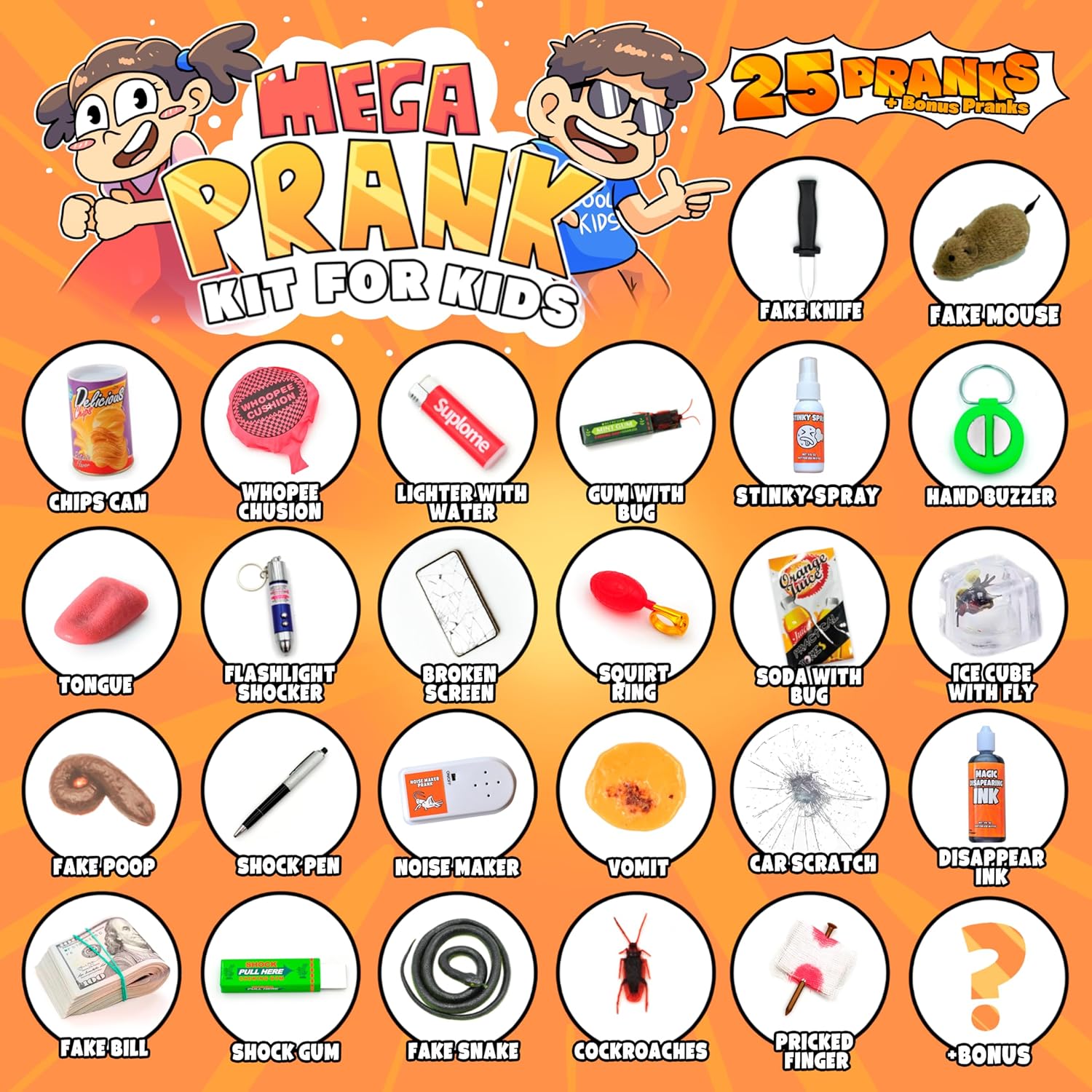 Thumbnail 1 de DIMROM Prank Kit for Kids (25 Gags) — April Fools practical joke toy set with bonus gags