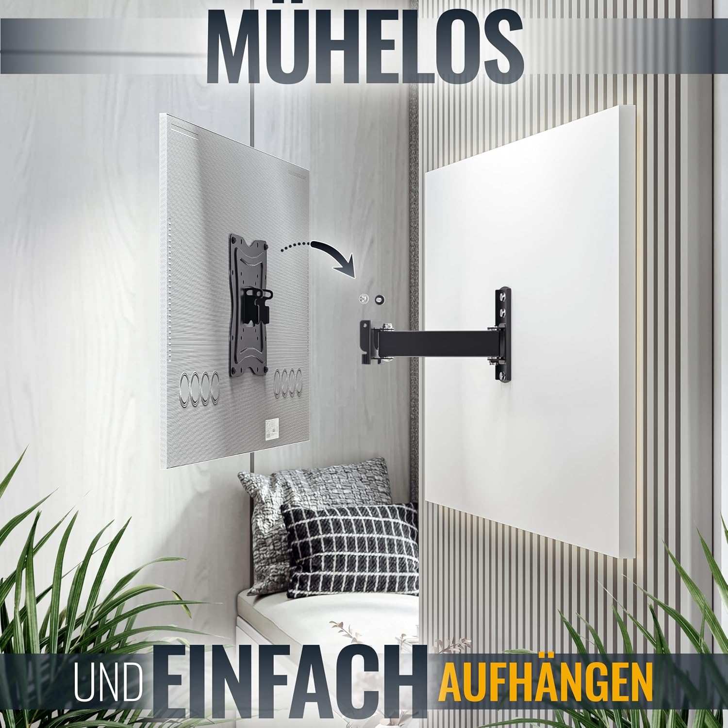 Detalle 2 de RICOO TV Wandhalterung S1222 – schwenkbar & neigbar für 32–55 Zoll, VESA 200 x 200 mm bis 30 kg