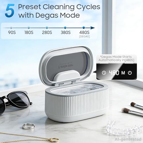 Detalle 1 de Fashome Ultrasonic Cleaner with 2 × 100ml Solutions, 550ml Tank
