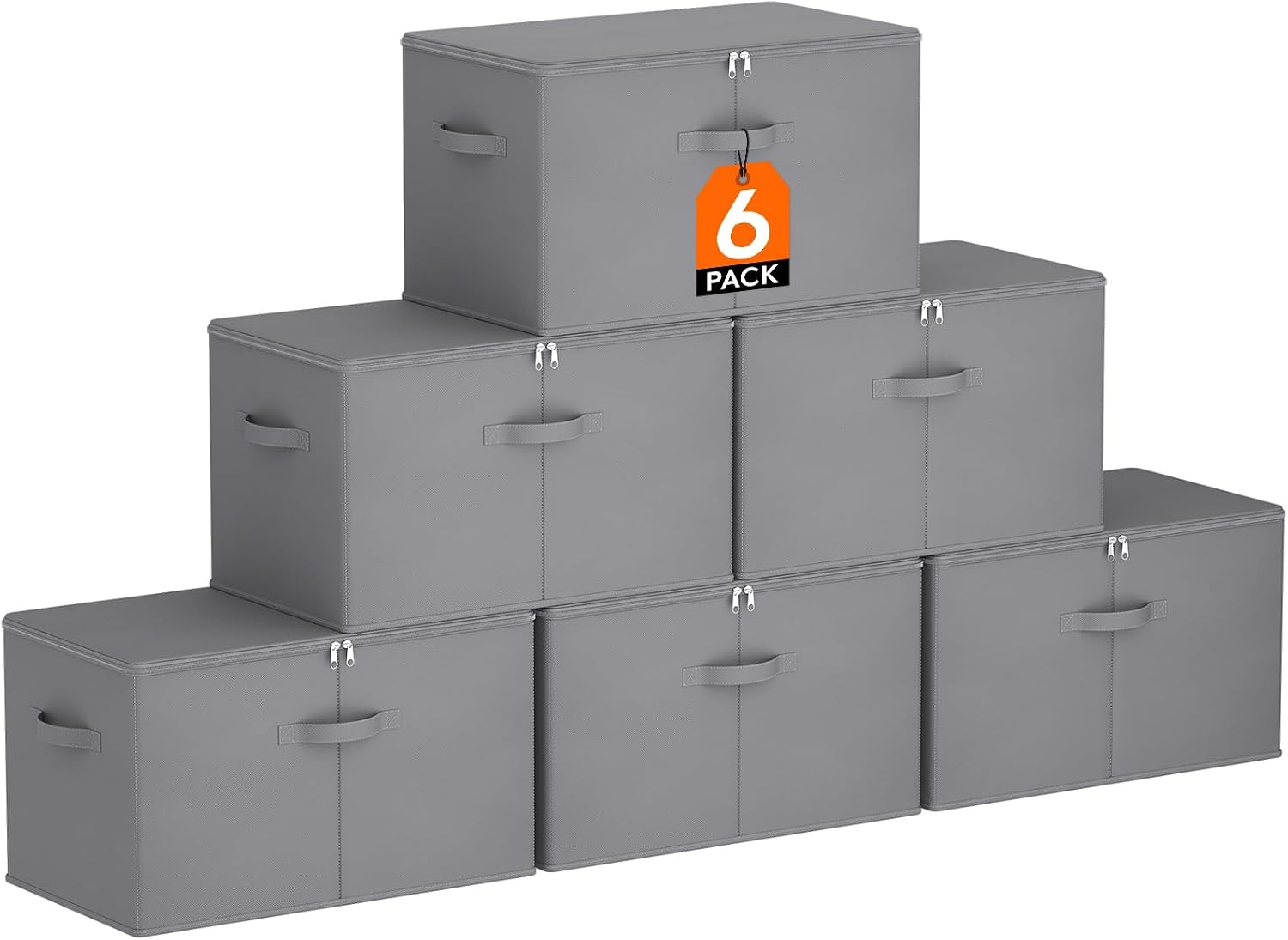 Detalle de Lifewit 24300 60L Fabric Storage Boxes, Pack of 6, Foldable with Lids