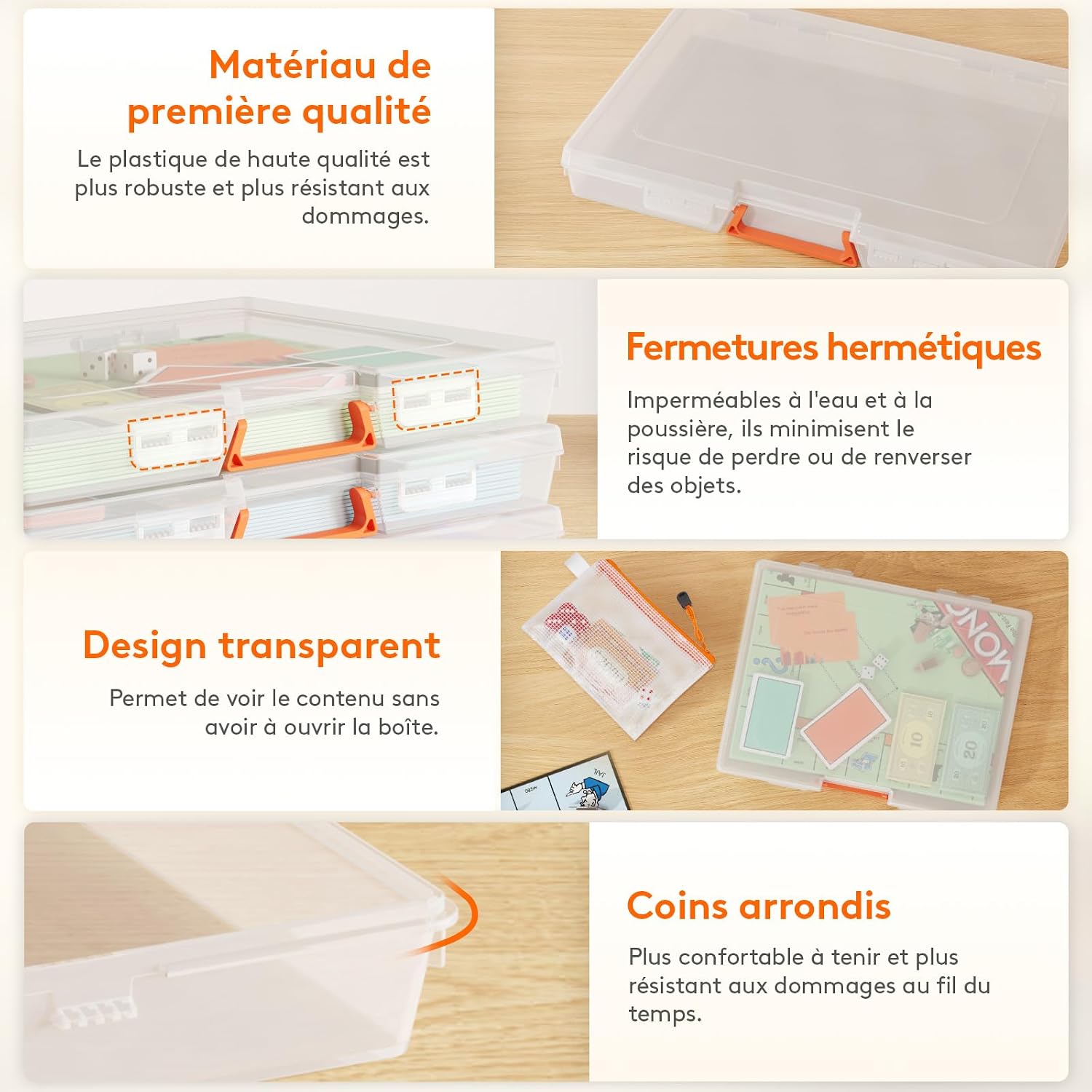 Detalle 2 de Lifewit 24202 opbergdozen met deksel, transparant en stapelbaar, set van 10