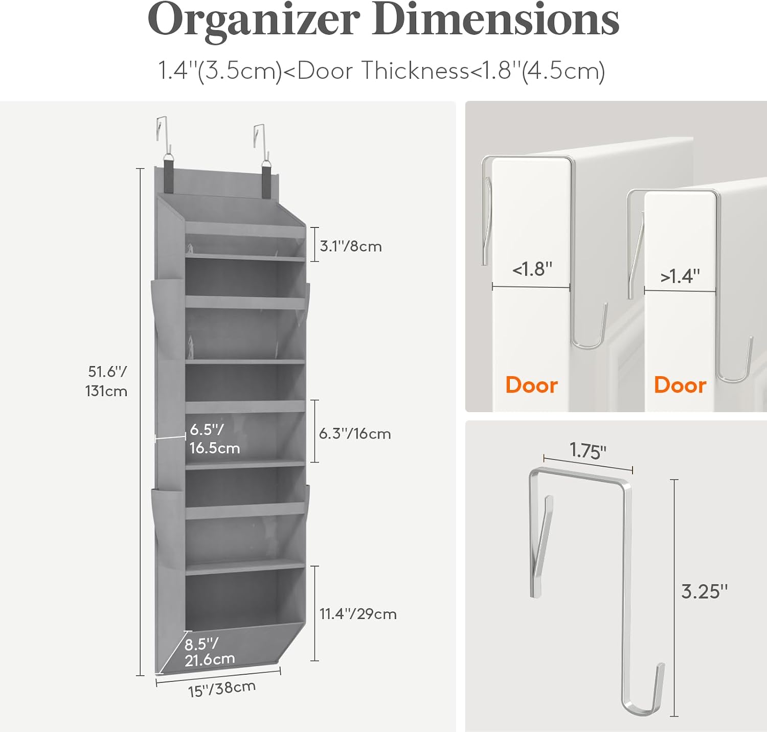 Detalle de Lifewit Over-the-Door Organizer, 5-Tier