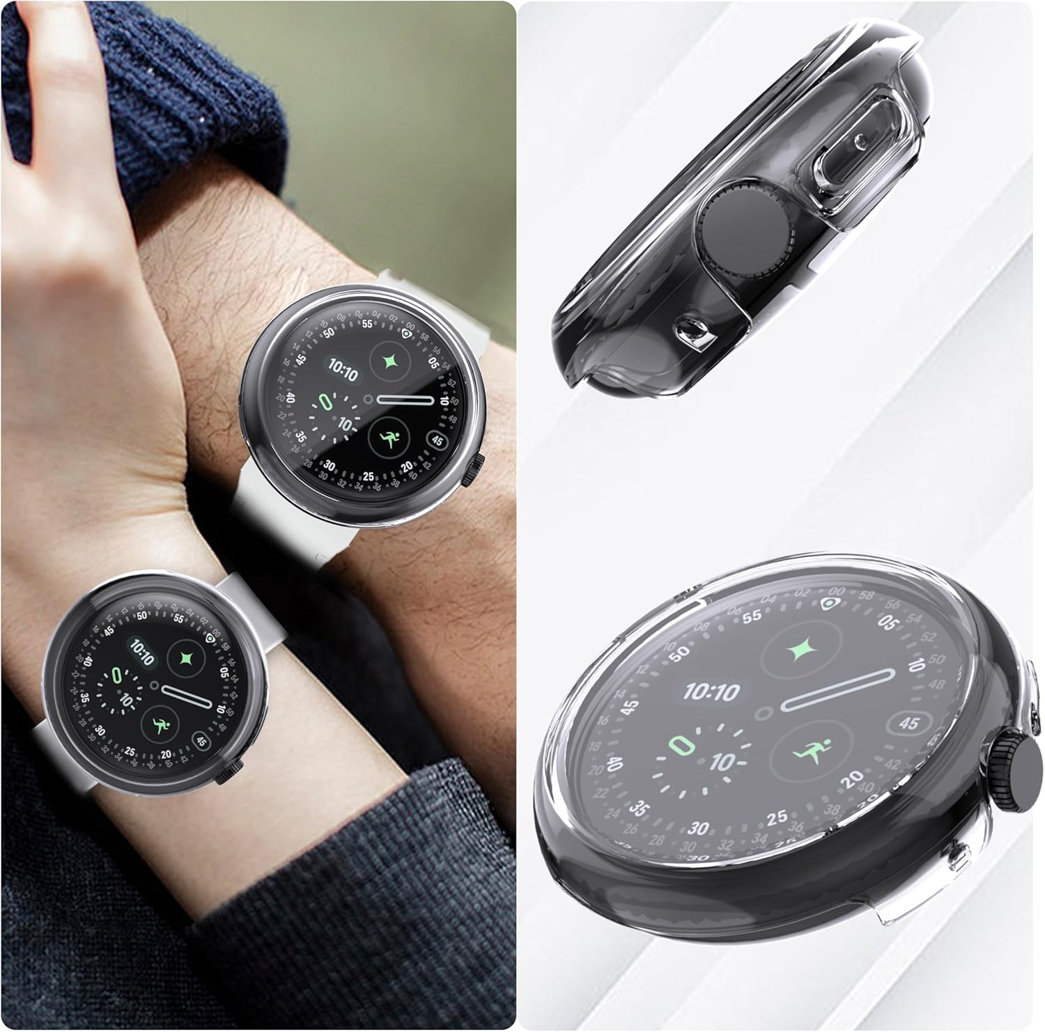 Thumbnail 6 de WFTE 2 Pack for Google Pixel Watch 4 45MM Case with Tempered Glass Screen Protector