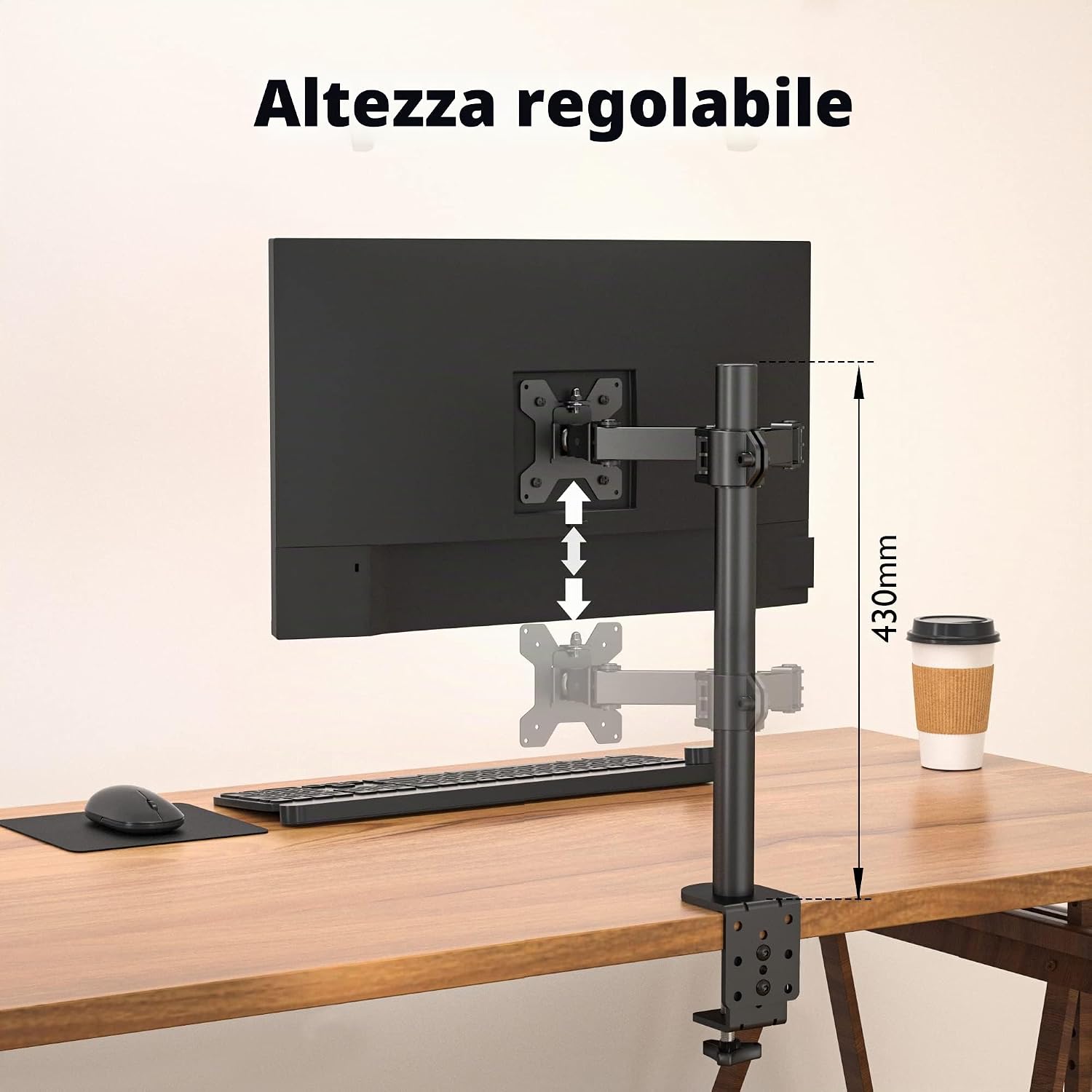 Thumbnail 4 de BONTEC Braccio Monitor Singolo con Morsetto per schermi 13–32" VESA 75x75–100x100