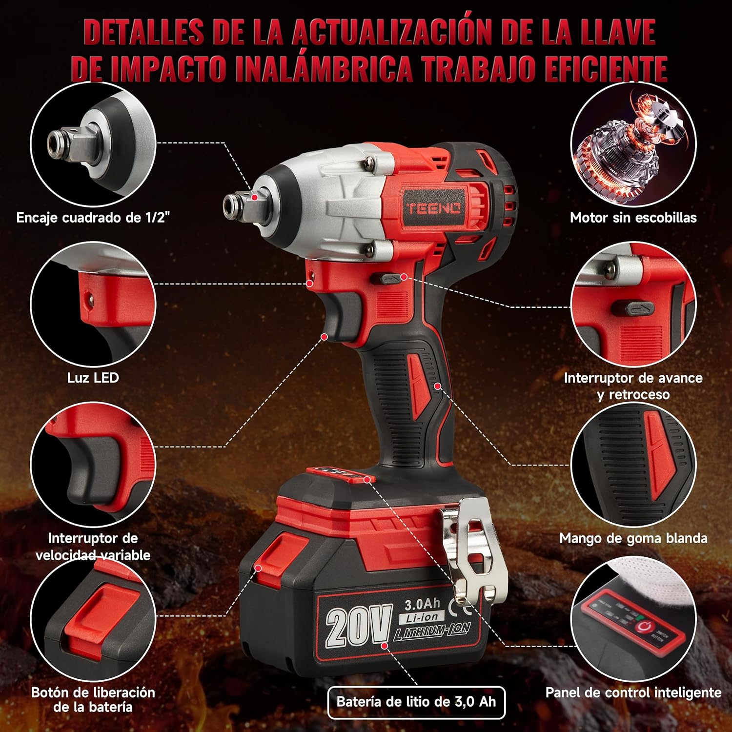 Detalle 2 de TEENO Juego de Herramientas Eléctricas 3 piezas 20V