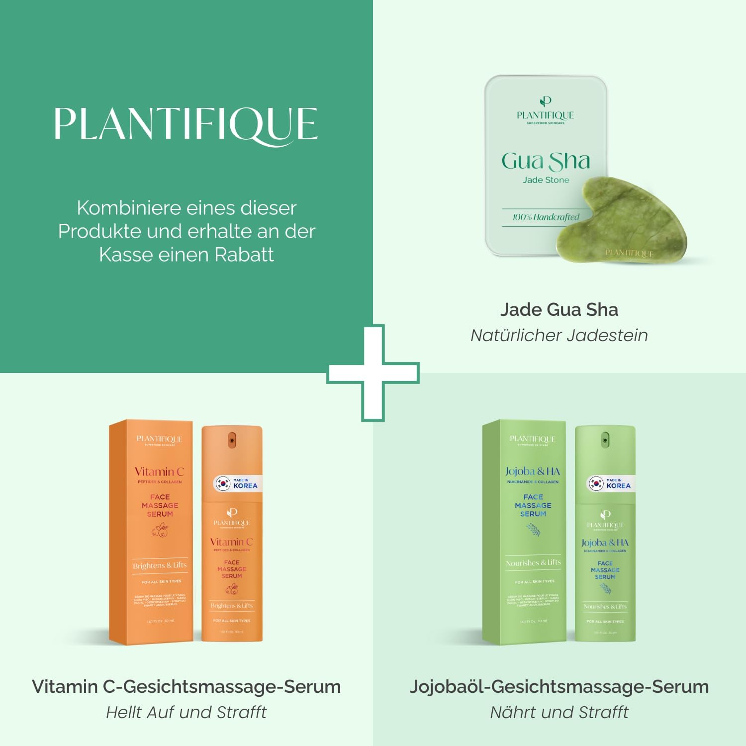 Detalle de PLANTIFIQUE Jade Gua Sha Stein Gesichtsmassage 💆♀