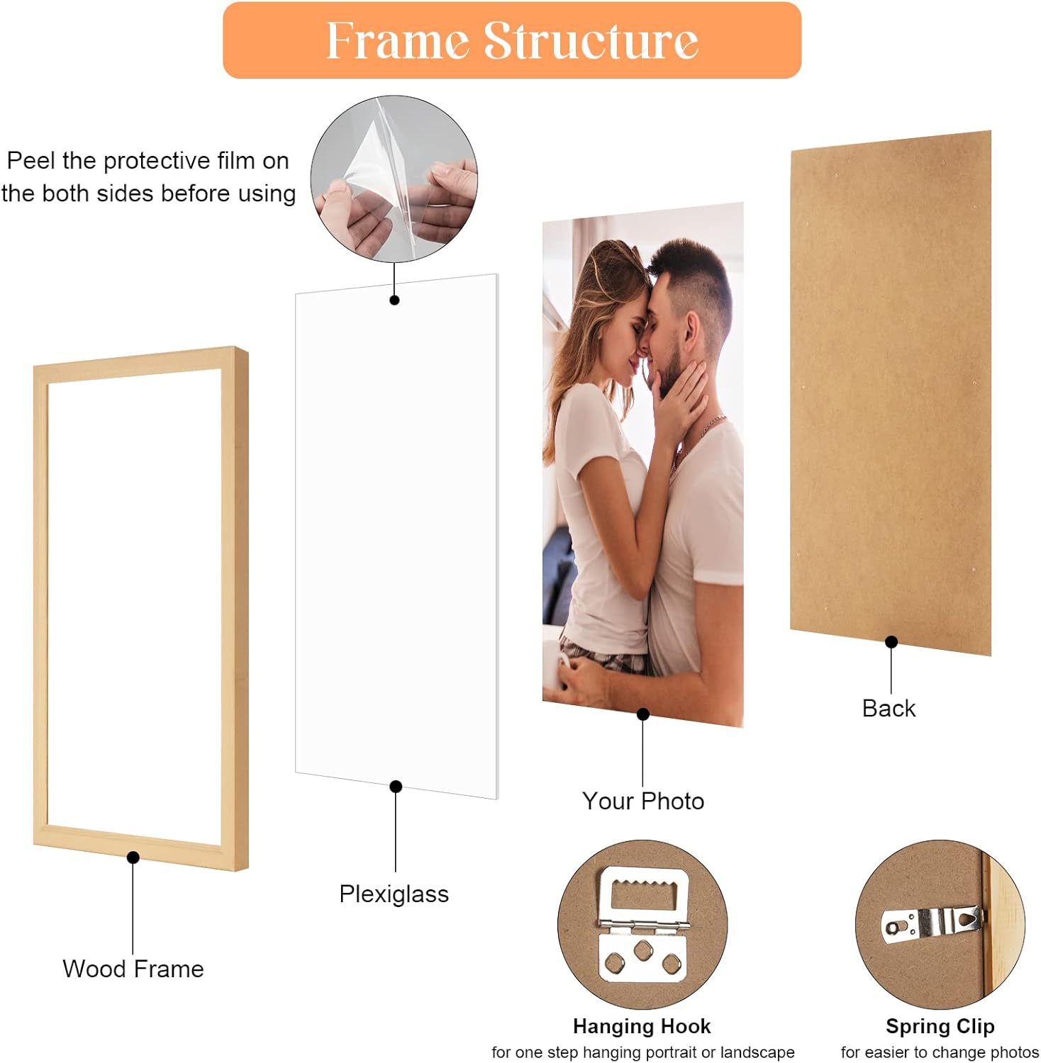 Thumbnail 5 de 22x30 Wood Frame — Rustic Natural Wooden Picture Frame (22x30 or 30x22) with HD Plexiglass