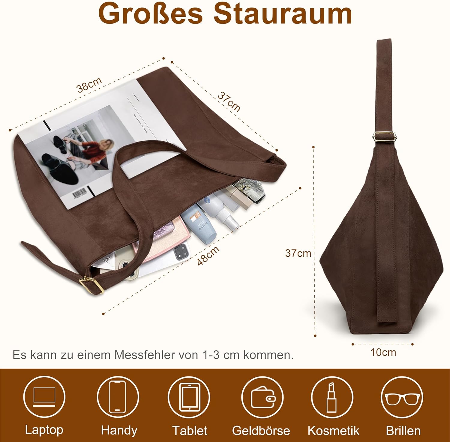 Thumbnail 3 de Gluckstar Handtasche Damen 38×10×37 cm