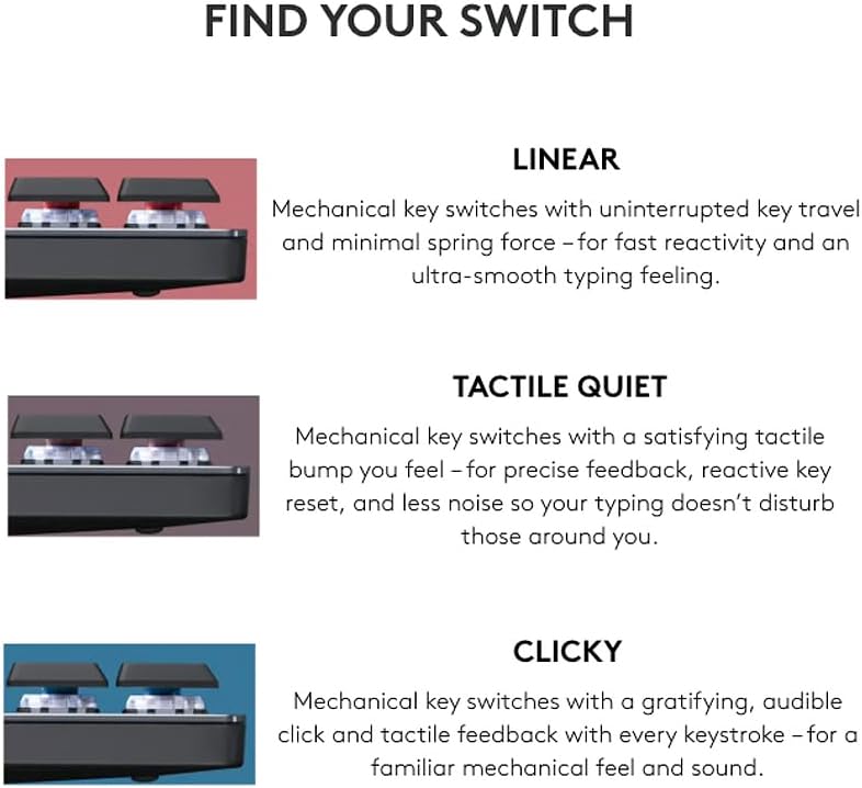 Detalle de Logitech MX Mechanical 920-010547 Wireless Mechanical Keyboard, Tactile Quiet